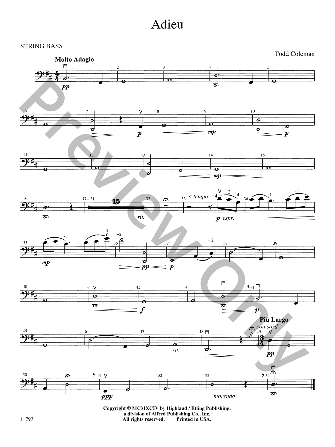 CD 醍醐 ＆ 楽譜 Adieu Orchestra Sheet Music | J.W. Pepper