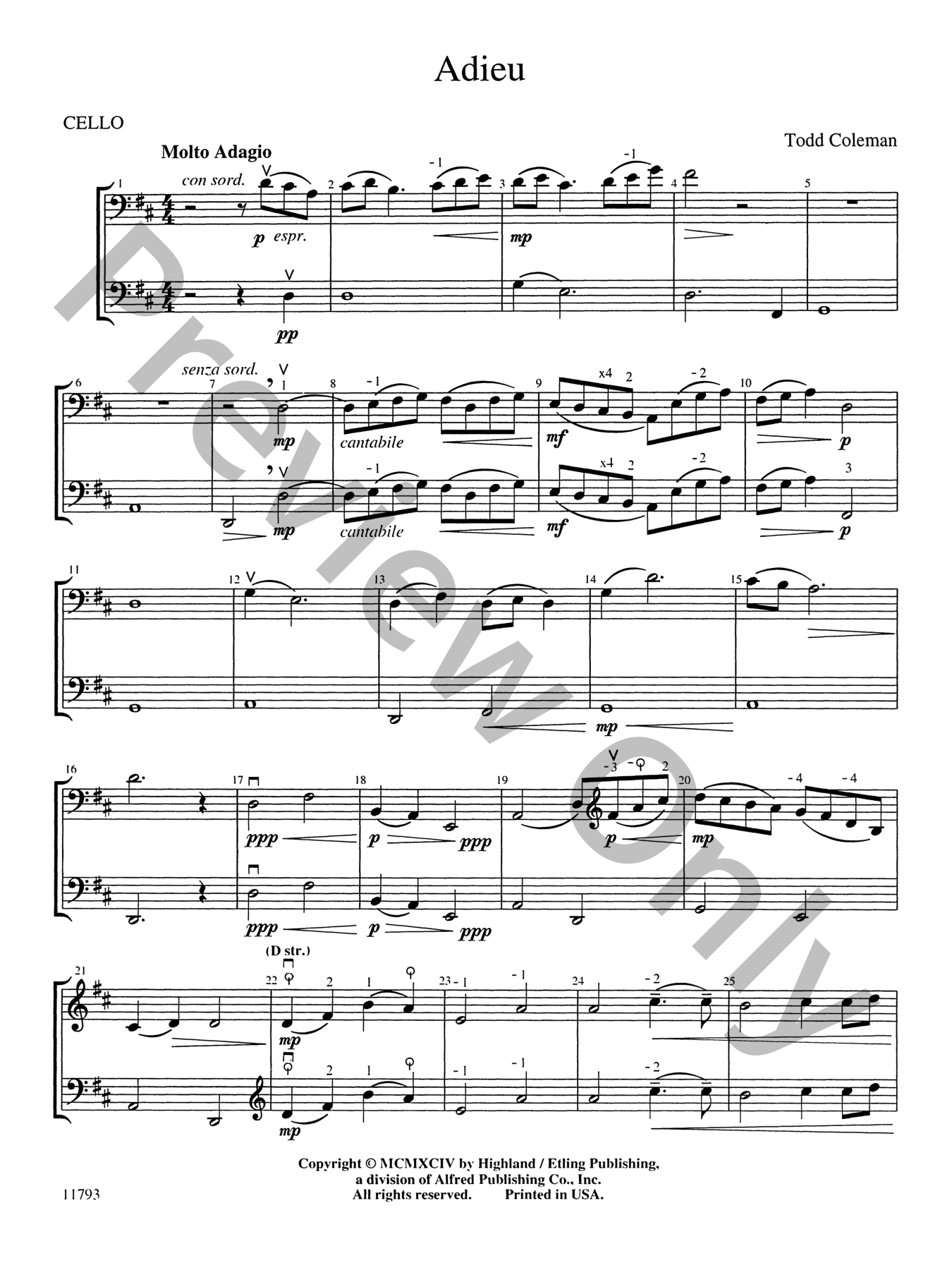 Adieu Orchestra Sheet Music | J.W. Pepper