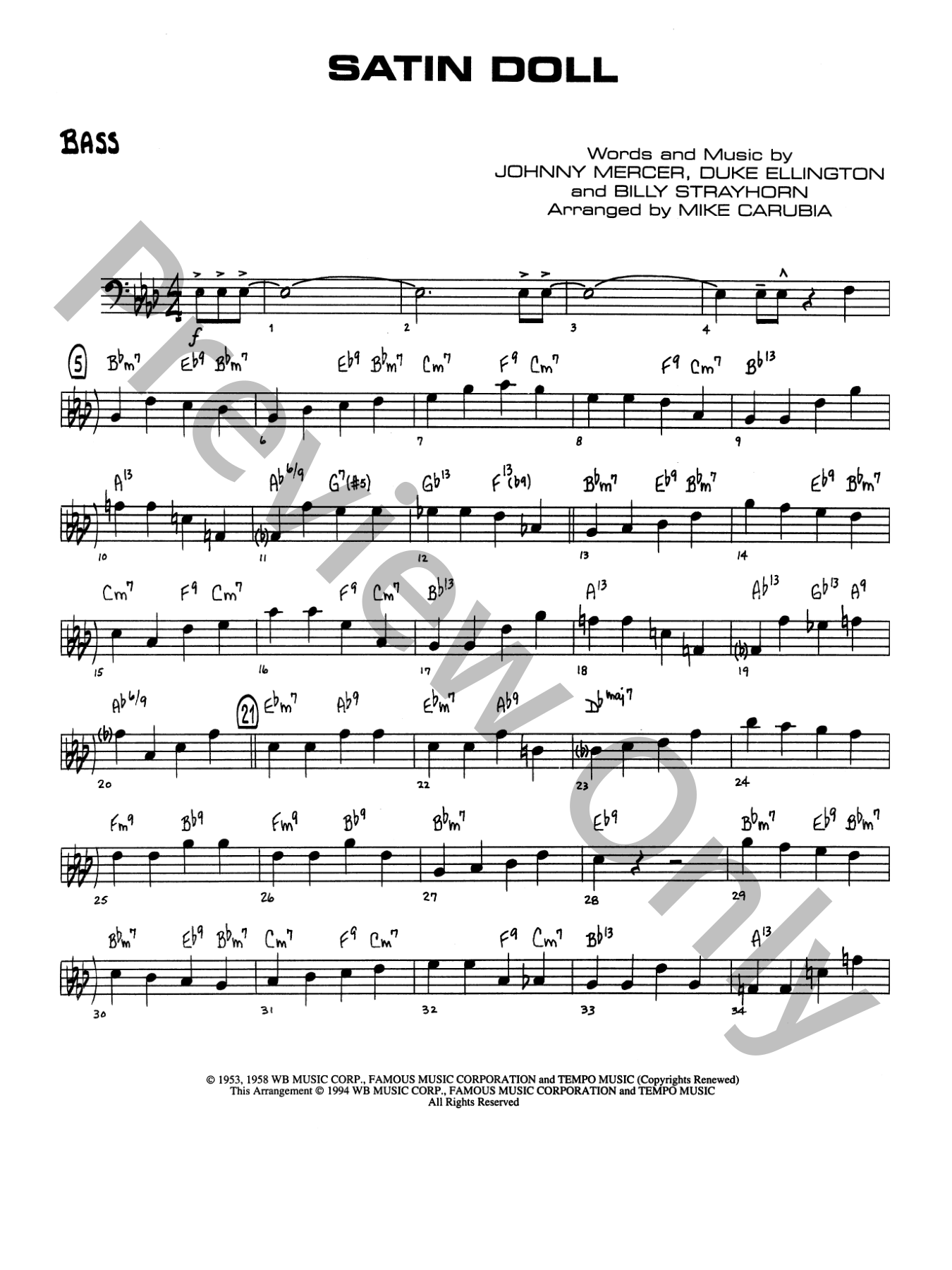 Satin Doll Jazz Sheet Music | J.W. Pepper