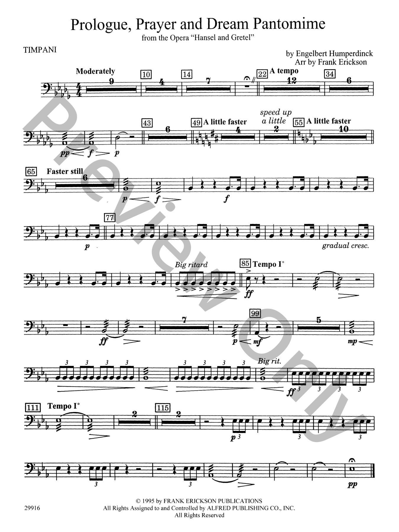 Prologue Prayer and Dream Pantomime Concert Band Sheet Music 