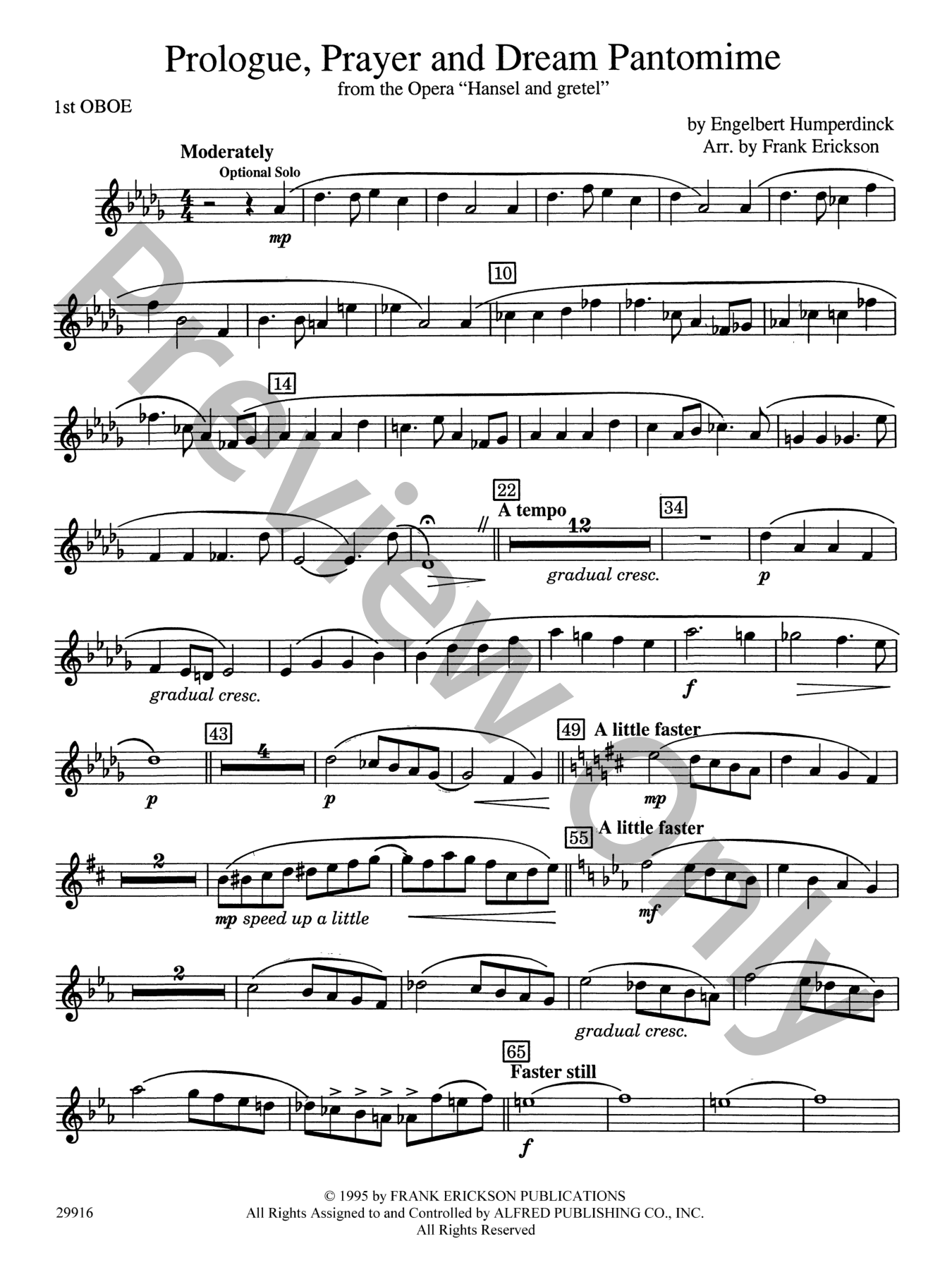 Prologue Prayer and Dream Pantomime Concert Band Sheet Music 
