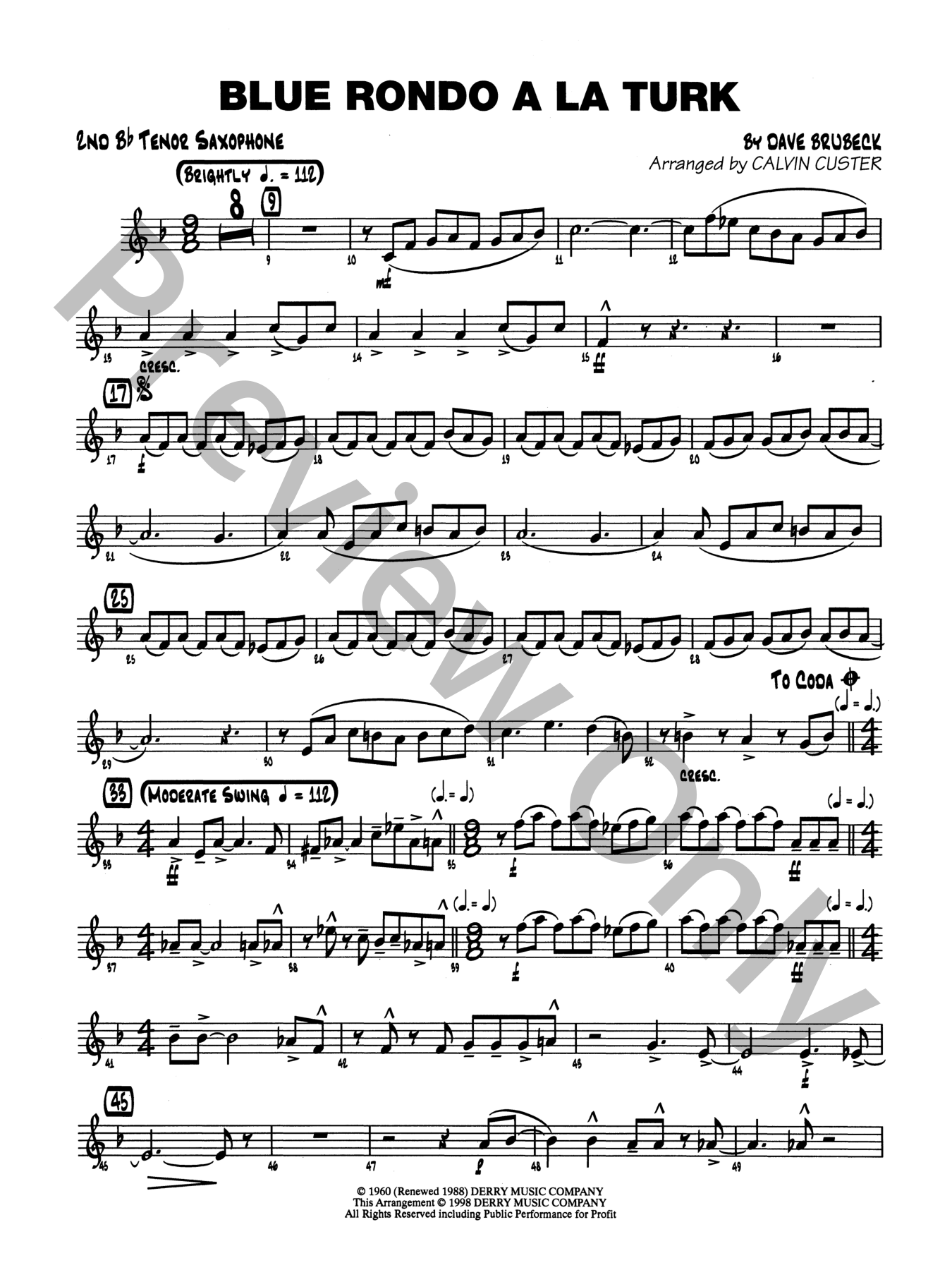 Blue Rondo a la Turk Jazz Sheet Music | J.W. Pepper