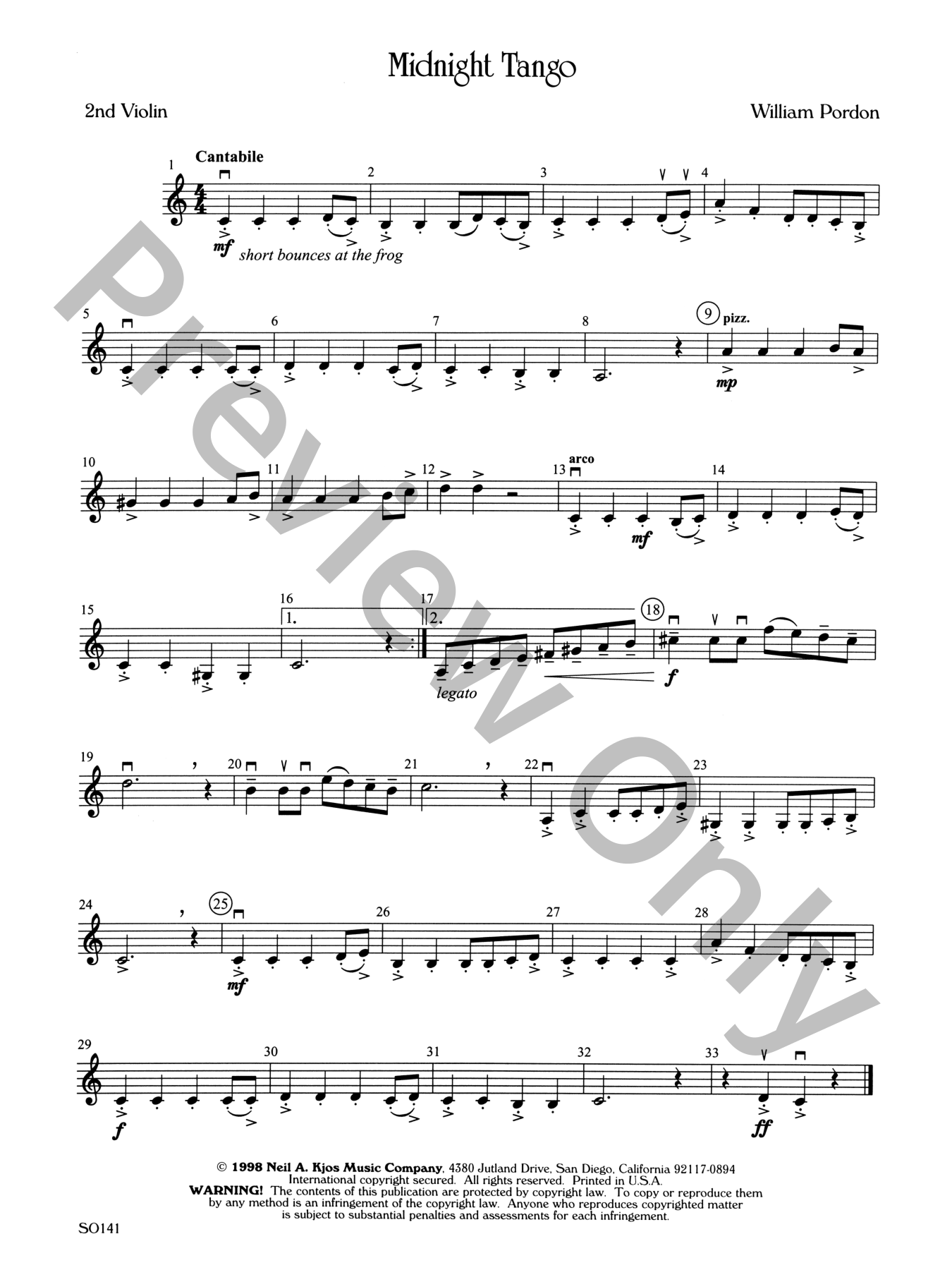 Midnight Tango Orchestra Sheet Music | J.W. Pepper