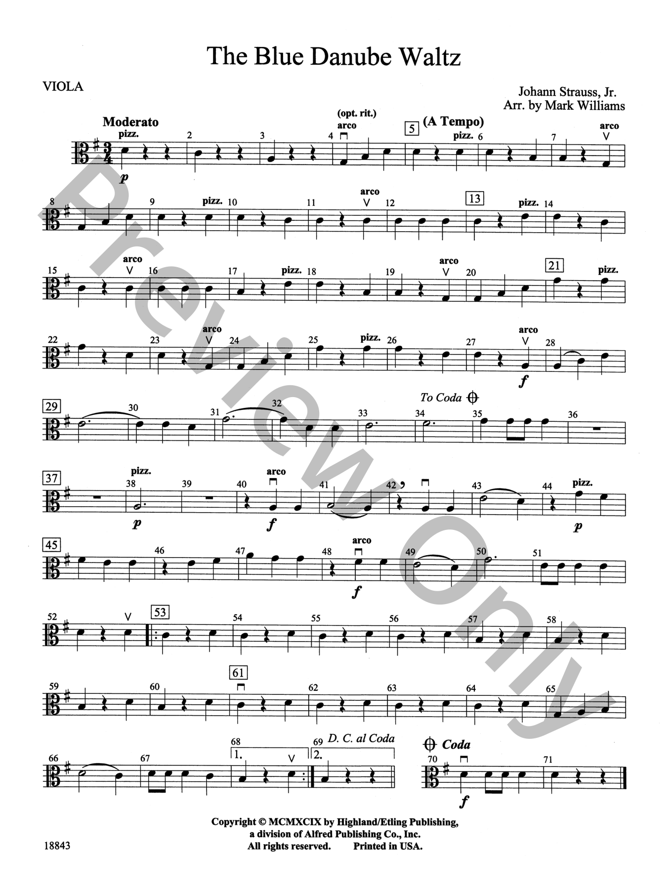 Blue Danube Waltz Orchestra Sheet Music | J.W. Pepper