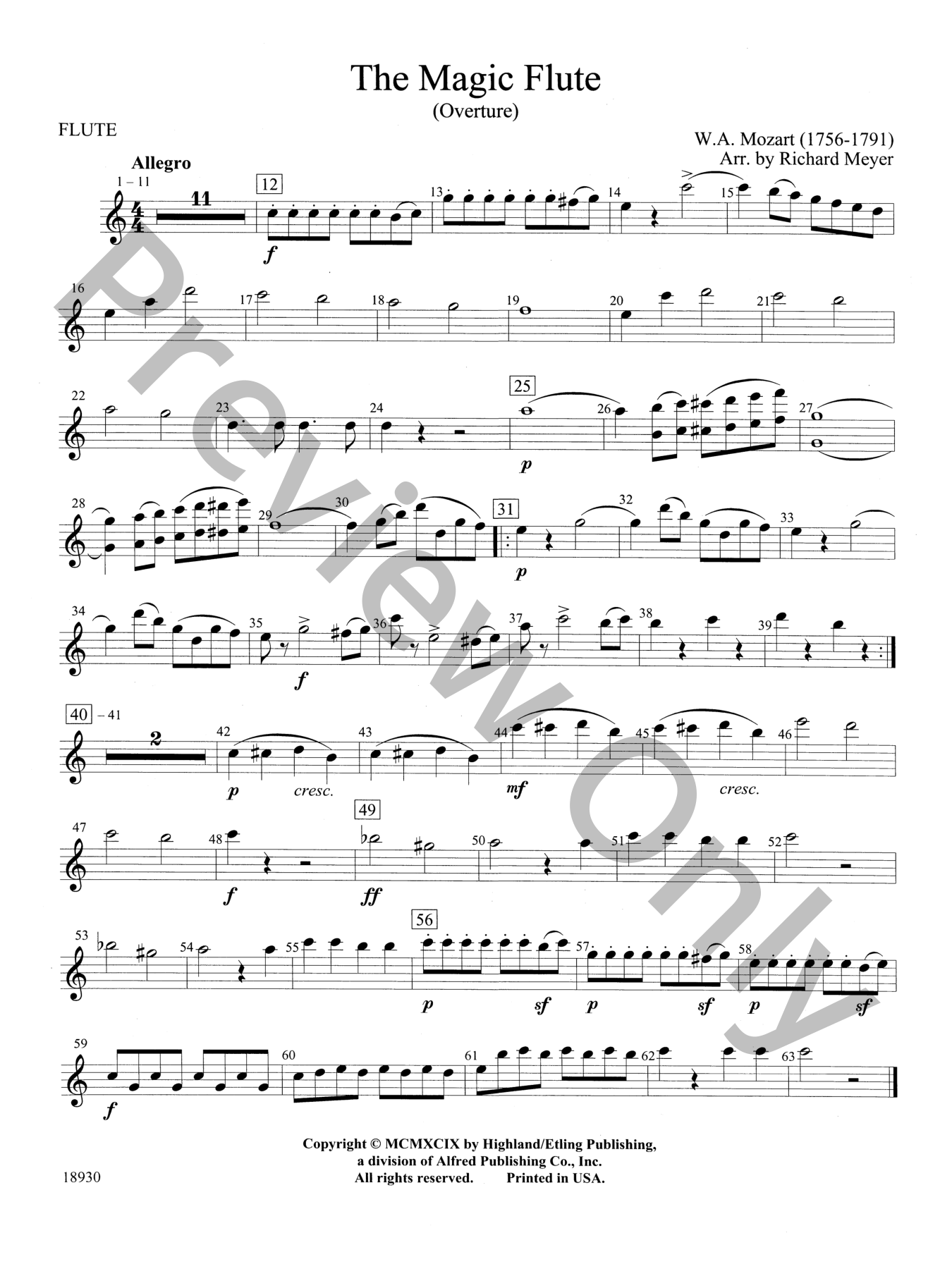 The Magic Flute Orchestra Sheet Music | J.W. Pepper