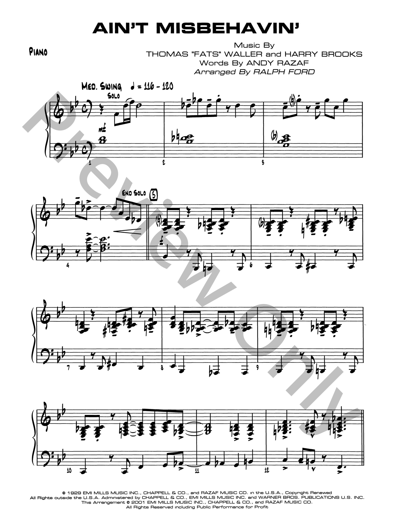 Ain't Misbehavin' Jazz Sheet Music | J.W. Pepper