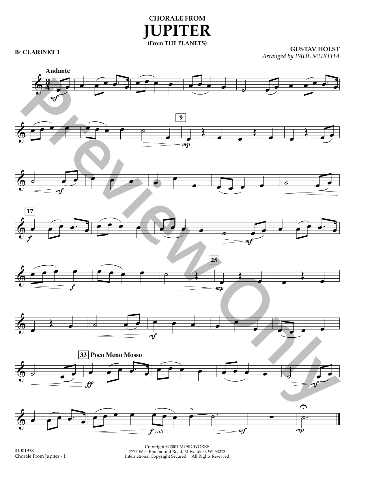 Chorale from Jupiter Concert Band Sheet Music | J.W. Pepper