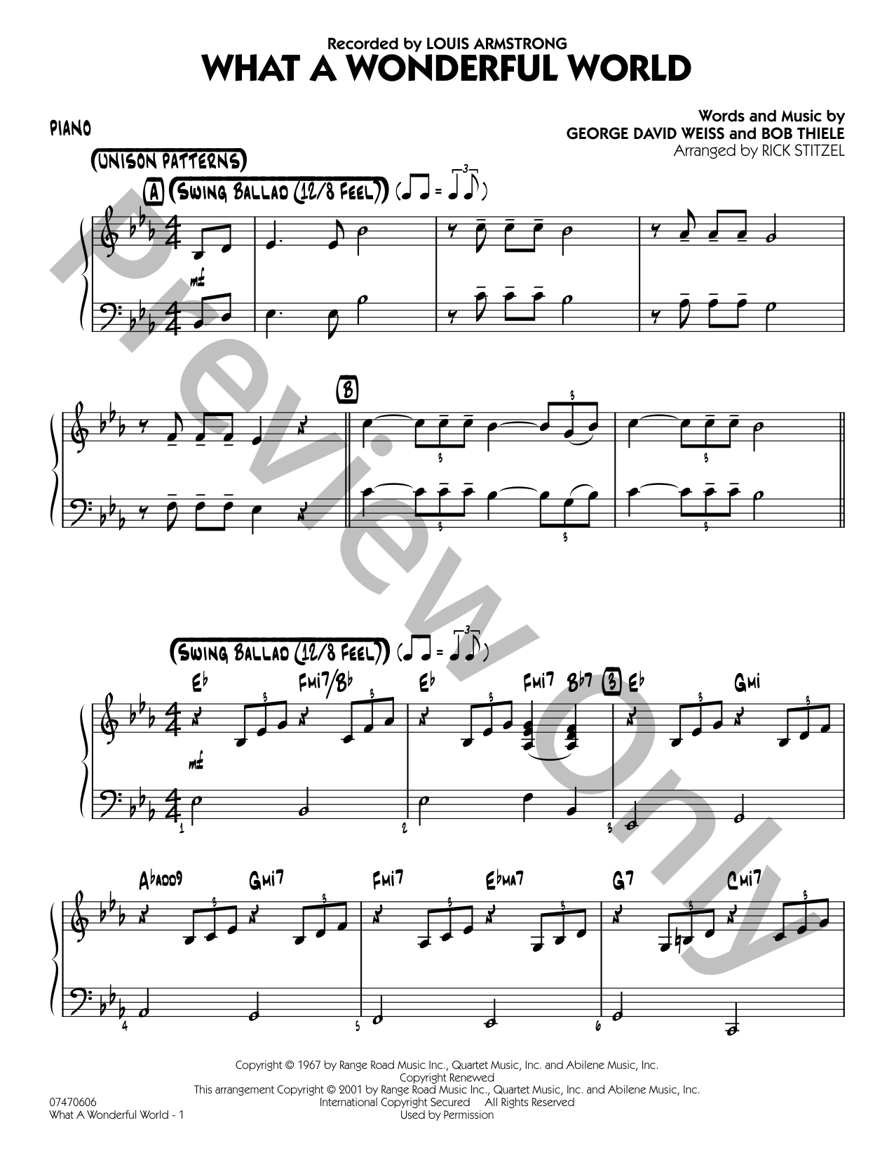 What a Wonderful World Jazz Sheet Music | J.W. Pepper
