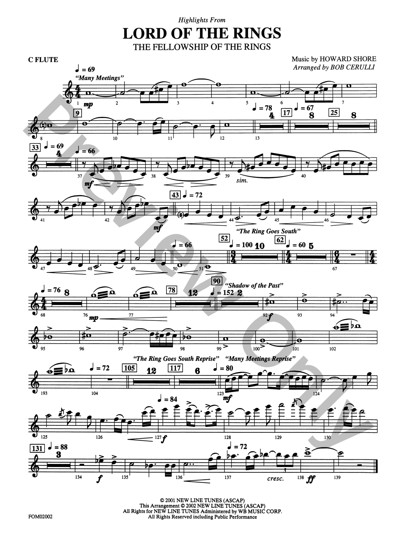 The Lord of the Rings: The Fellowship of the Ring Orchestra Sheet