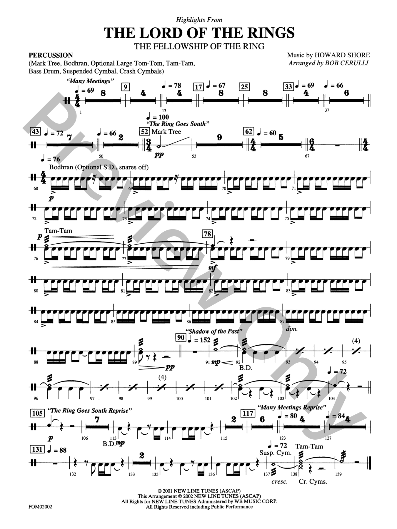 The Lord of the Rings: The Fellowship of the Ring Orchestra Sheet