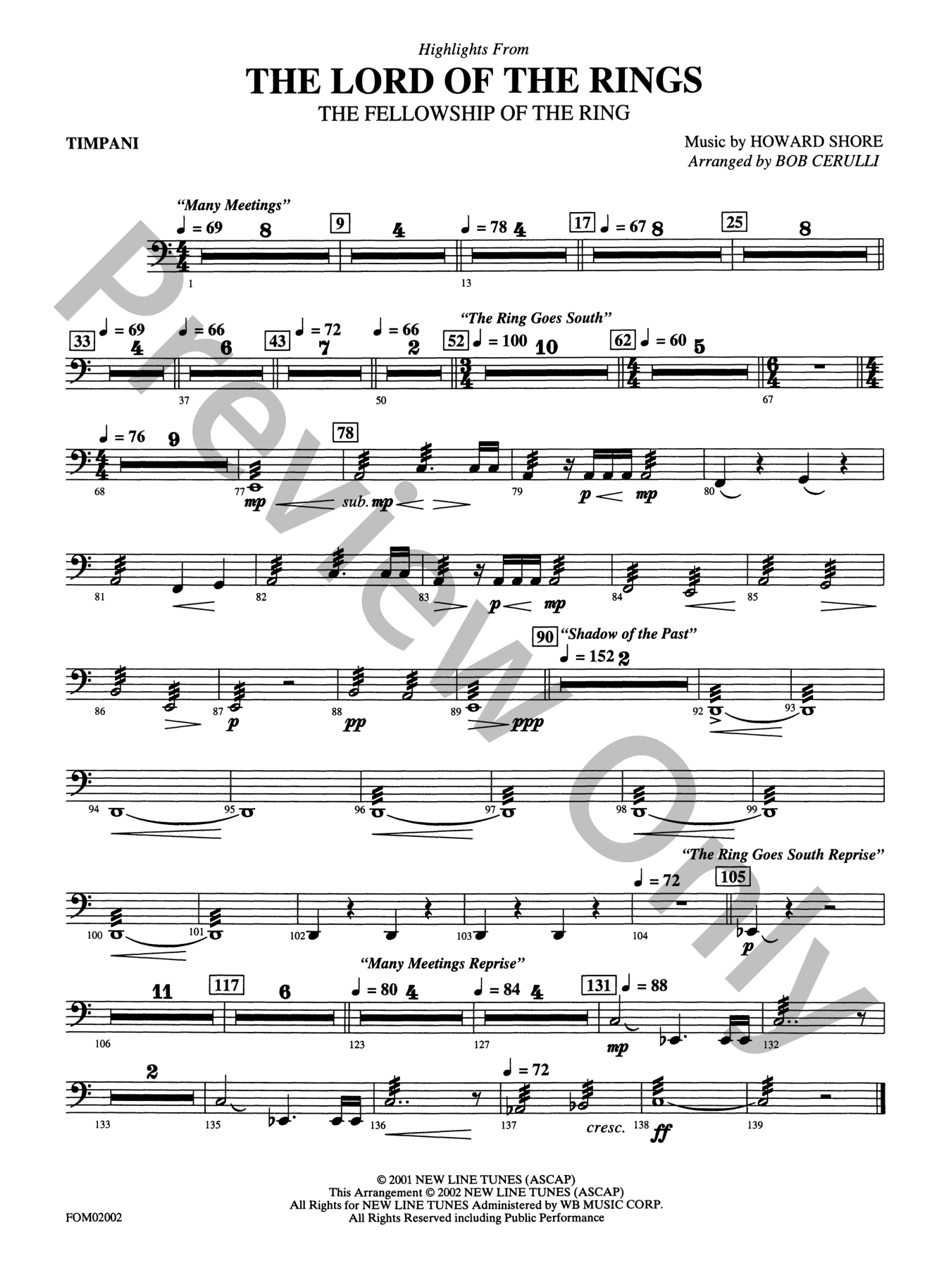 The Lord of the Rings: The Fellowship of the Ring Orchestra Sheet