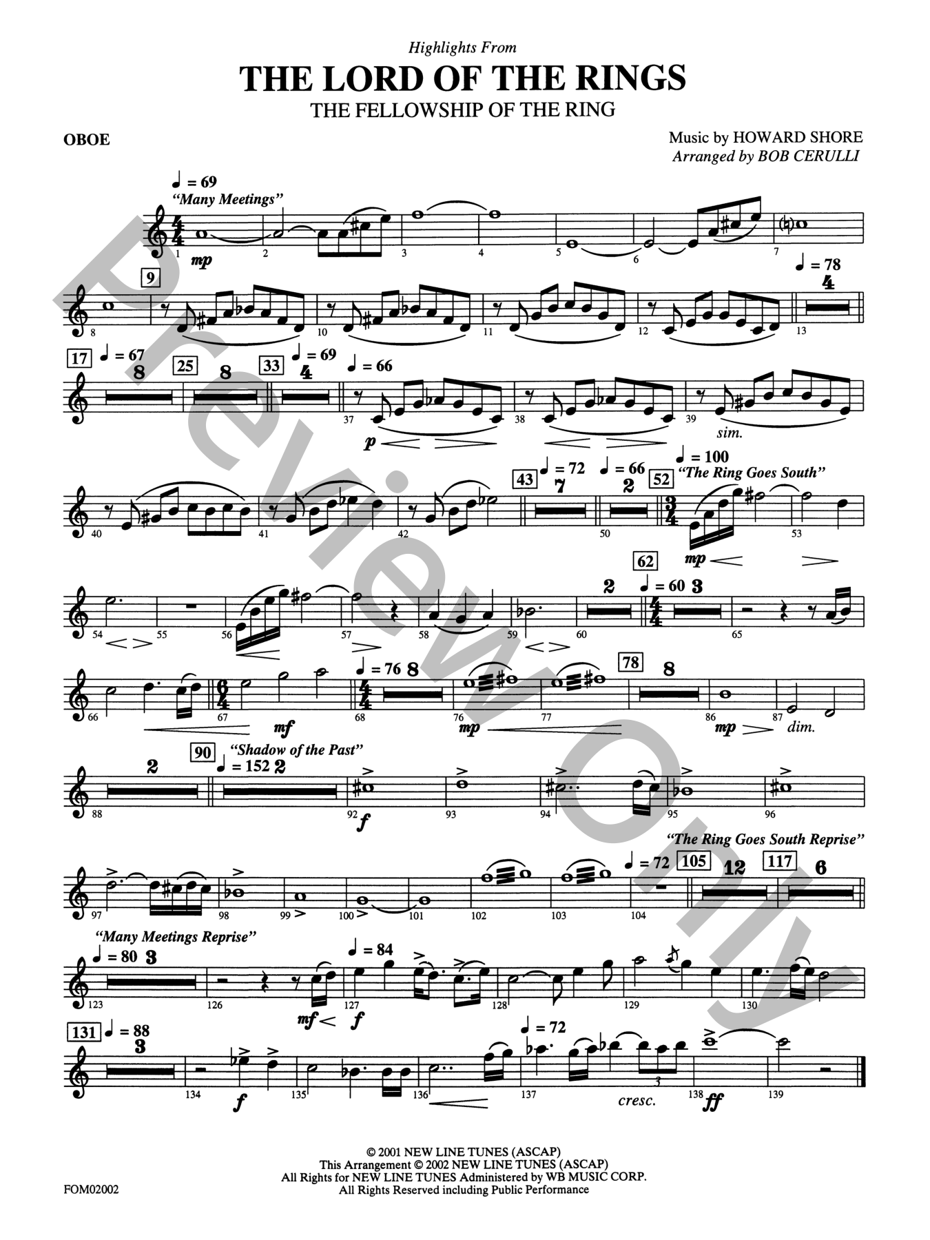 The Lord of the Rings: The Fellowship of the Ring Orchestra Sheet