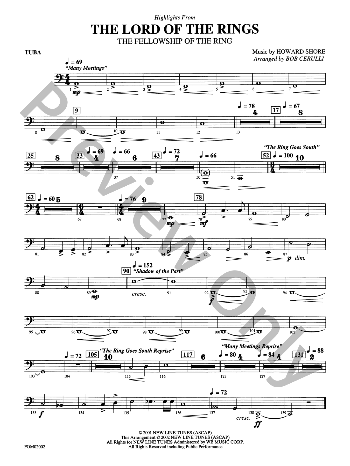 The Lord of the Rings: The Fellowship of the Ring Orchestra Sheet