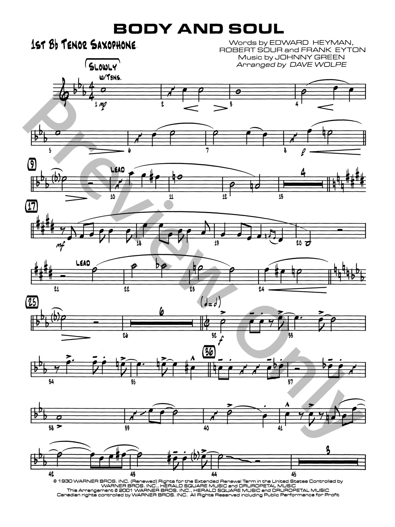 Body and Soul Jazz Sheet Music | J.W. Pepper
