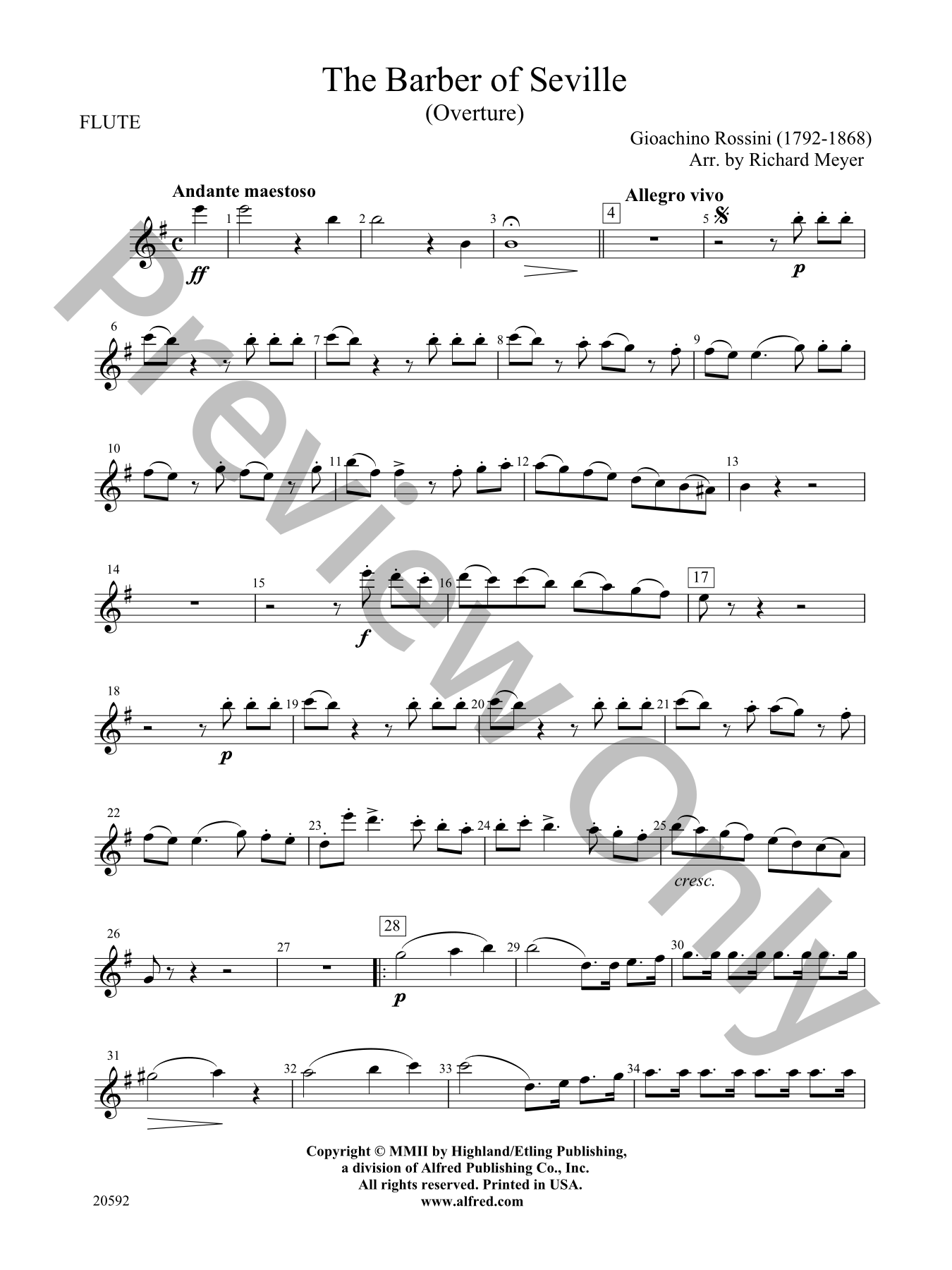 The Barber of Seville Overture Orchestra Sheet Music | J.W. Pepper