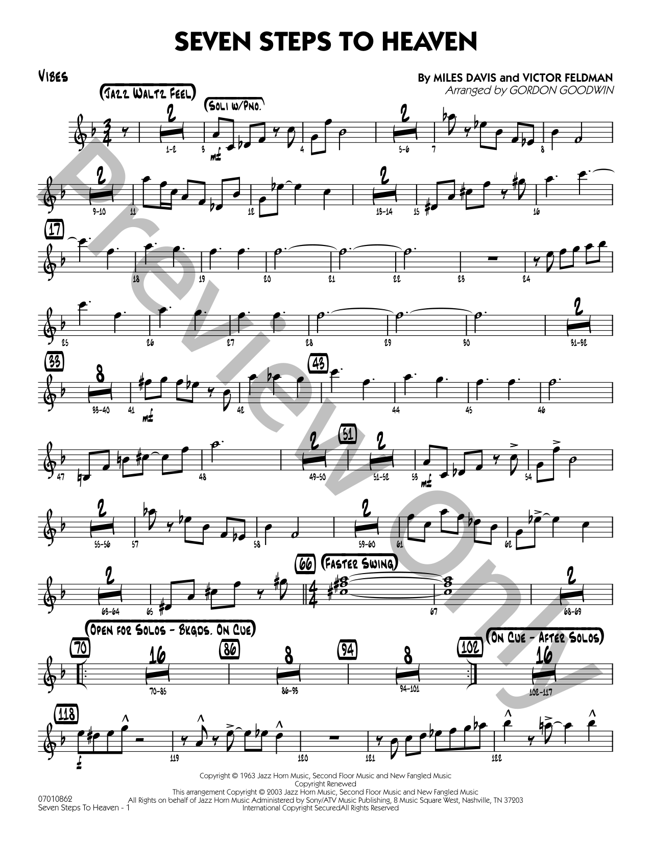 Svek （7枚セット） レコード レーベル TECHNO HOUSE JAZZ Seven Steps to Heaven Jazz Sheet Music | J.W. Pepper