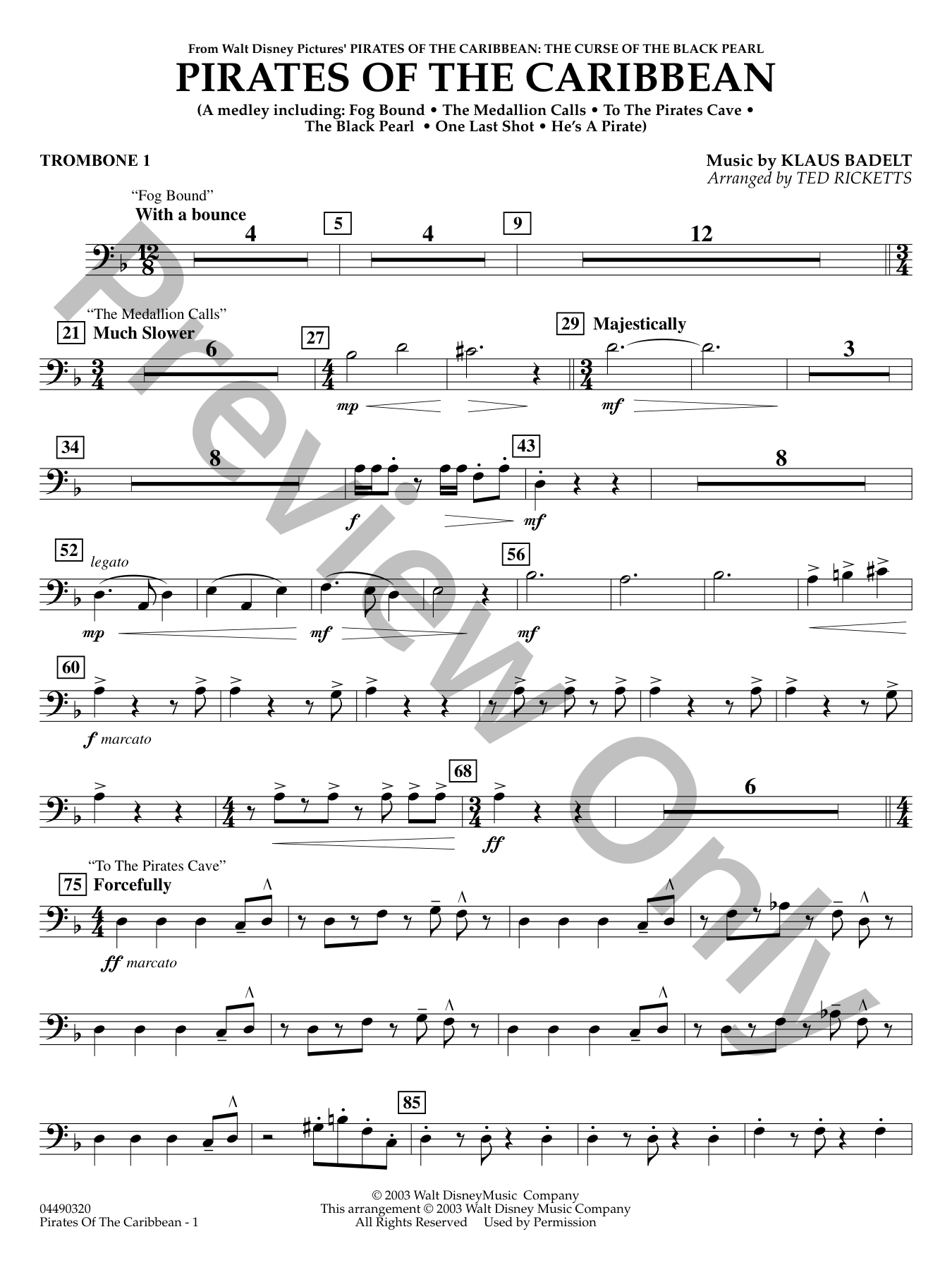 Pirates of the Caribbean Orchestra Sheet Music | J.W. Pepper