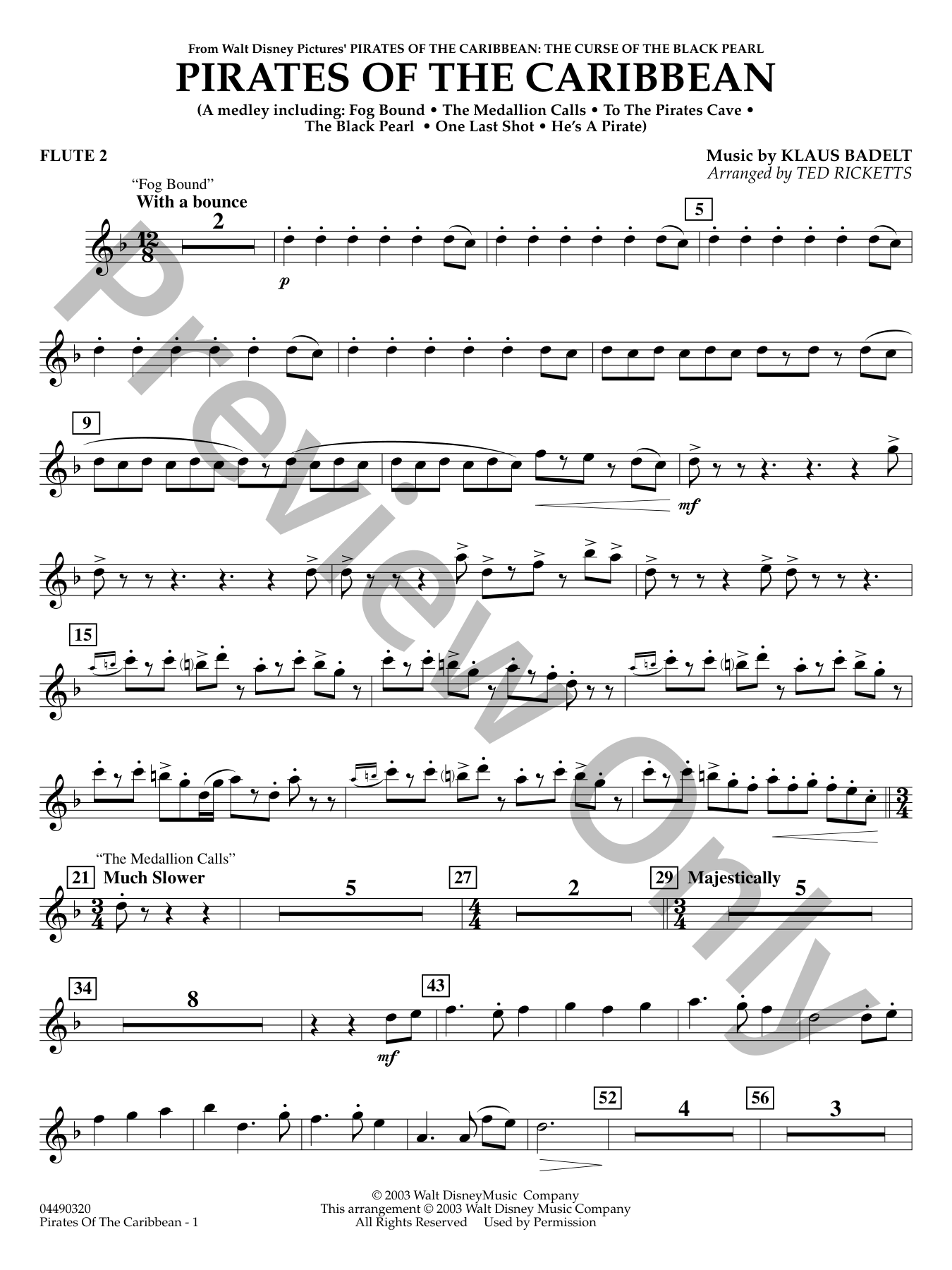 Pirates of the Caribbean Orchestra Sheet Music | J.W. Pepper