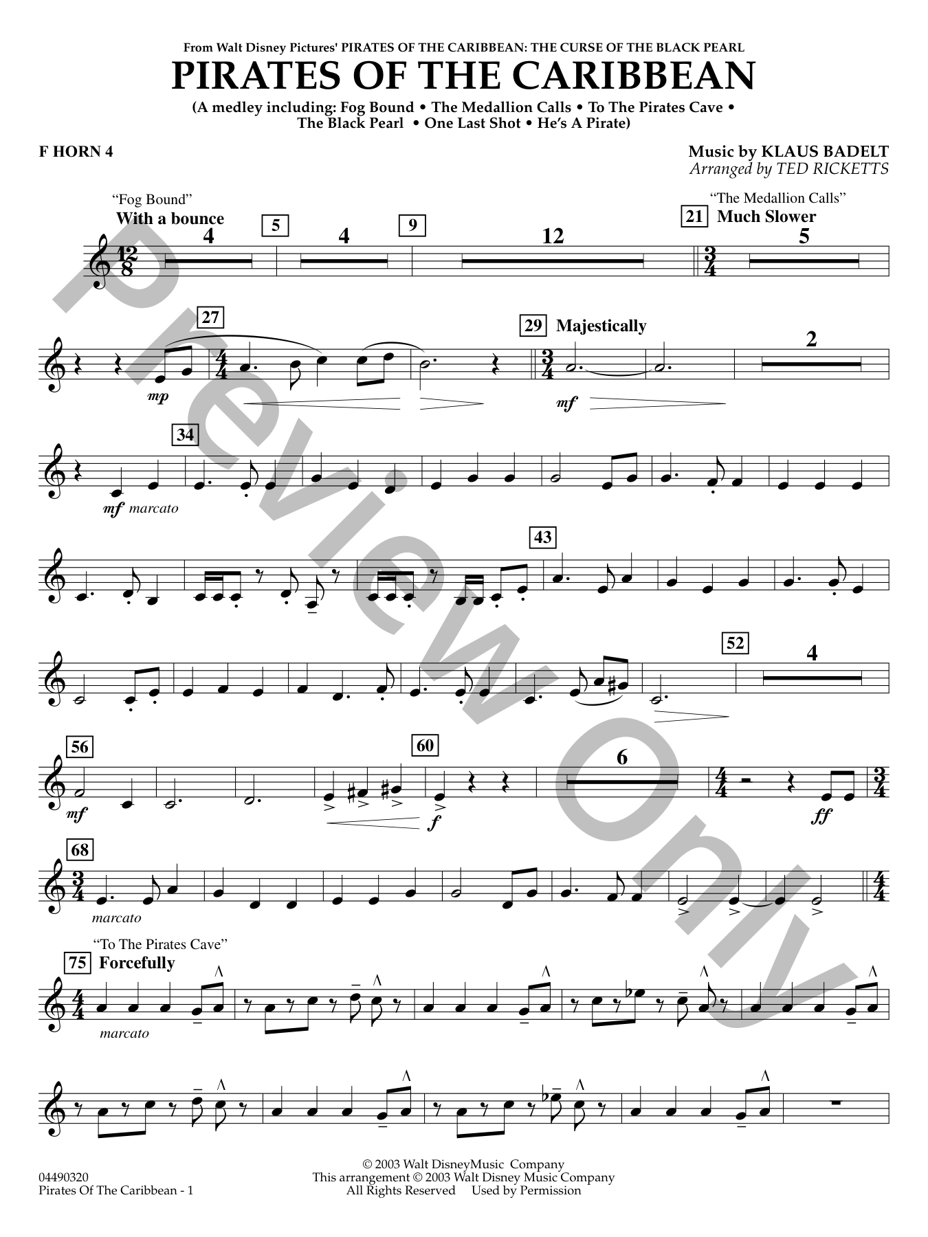 Pirates of the Caribbean Orchestra Sheet Music | J.W. Pepper