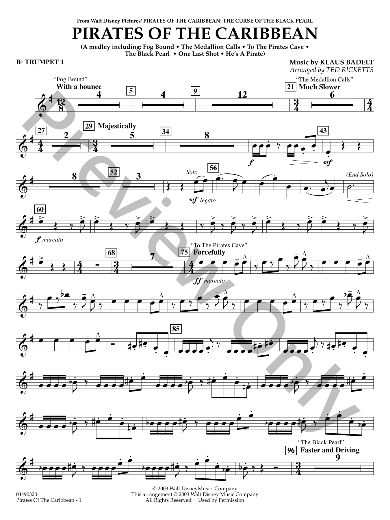 Pirates of the Caribbean Orchestra Sheet Music | J.W. Pepper