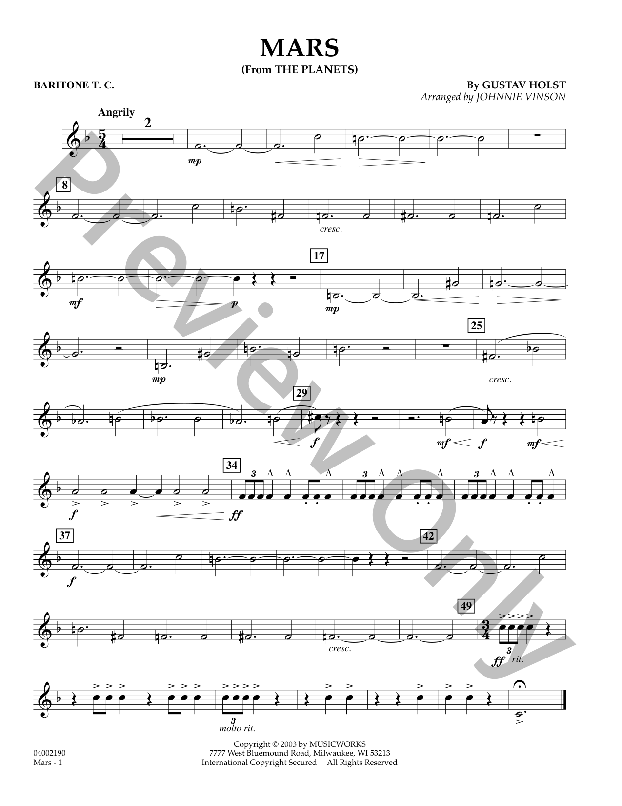 Mars Concert Band Sheet Music | J.W. Pepper