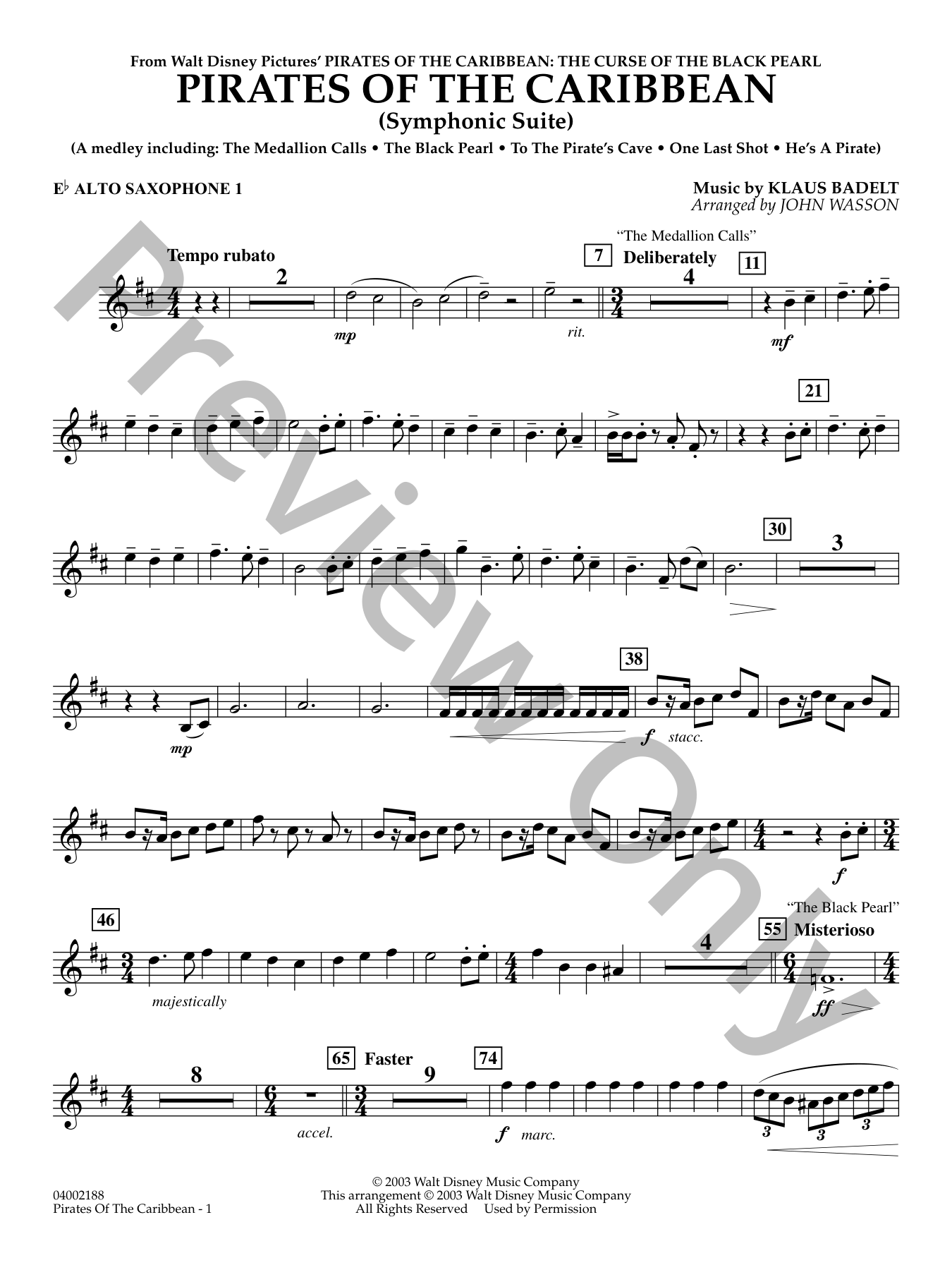 Pirates of the Caribbean Concert Band Sheet Music | J.W. Pepper