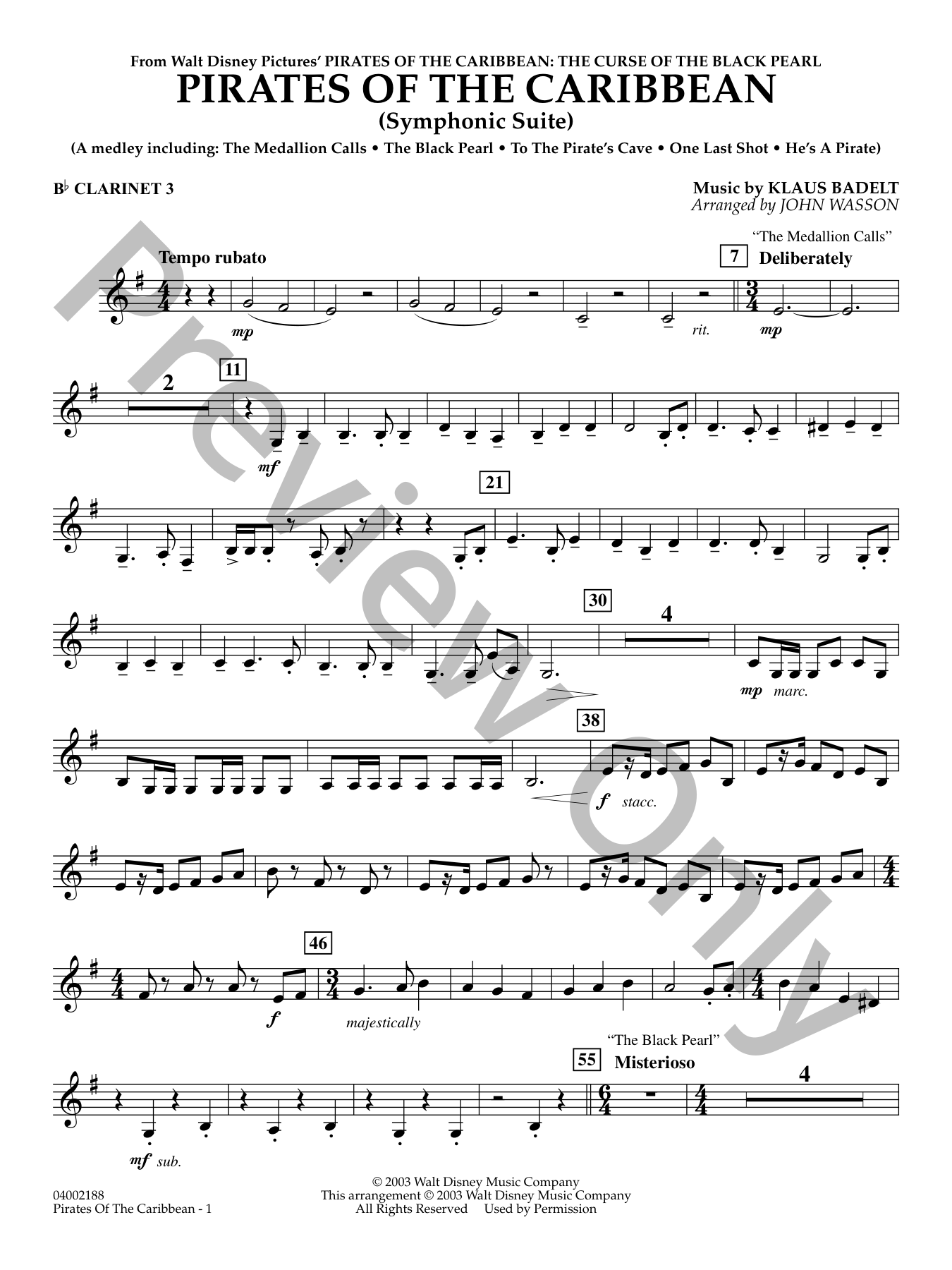 Pirates of the Caribbean Concert Band Sheet Music | J.W. Pepper