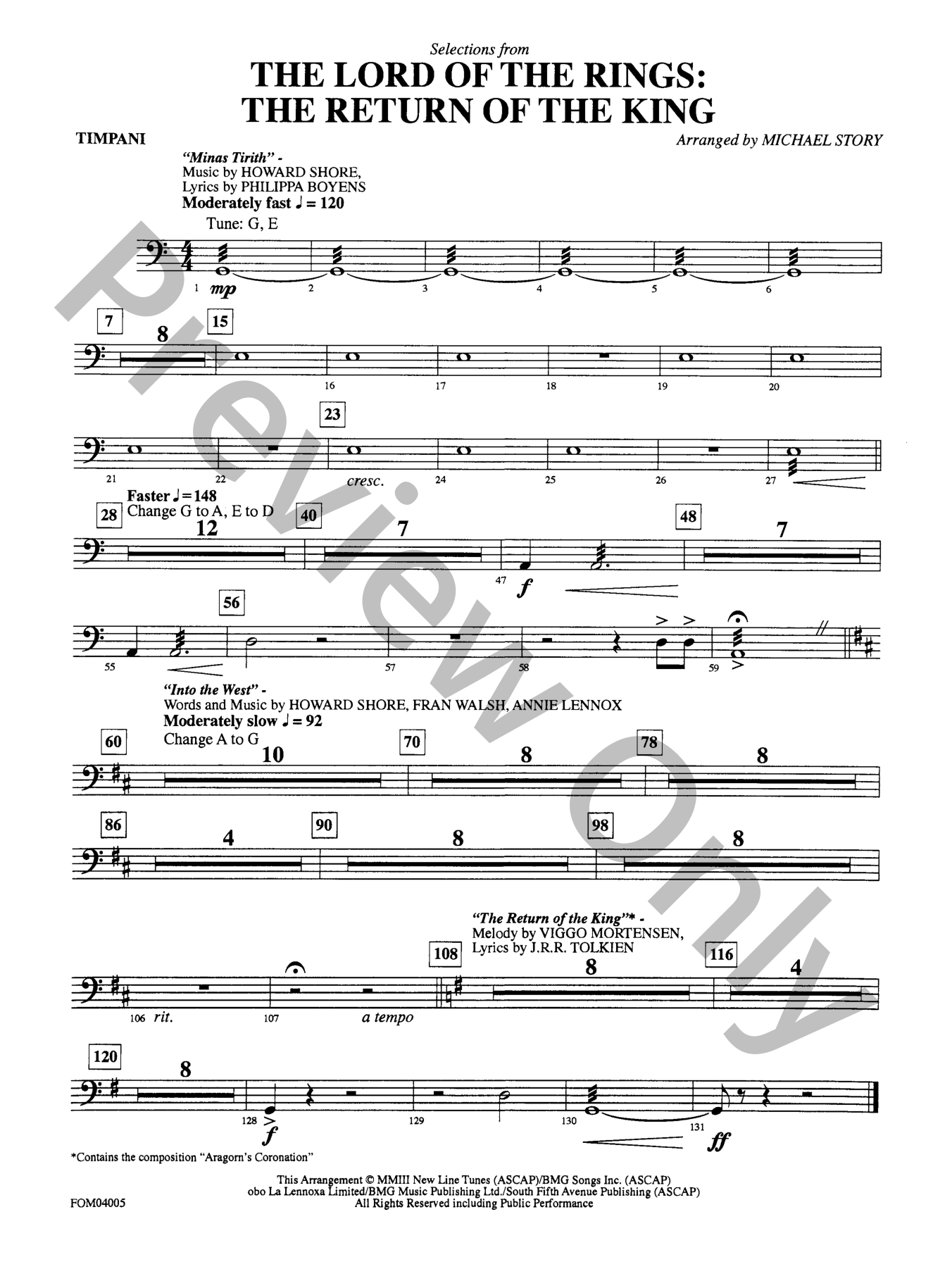 The Lord of the Rings: The Return of the King Orchestra Sheet