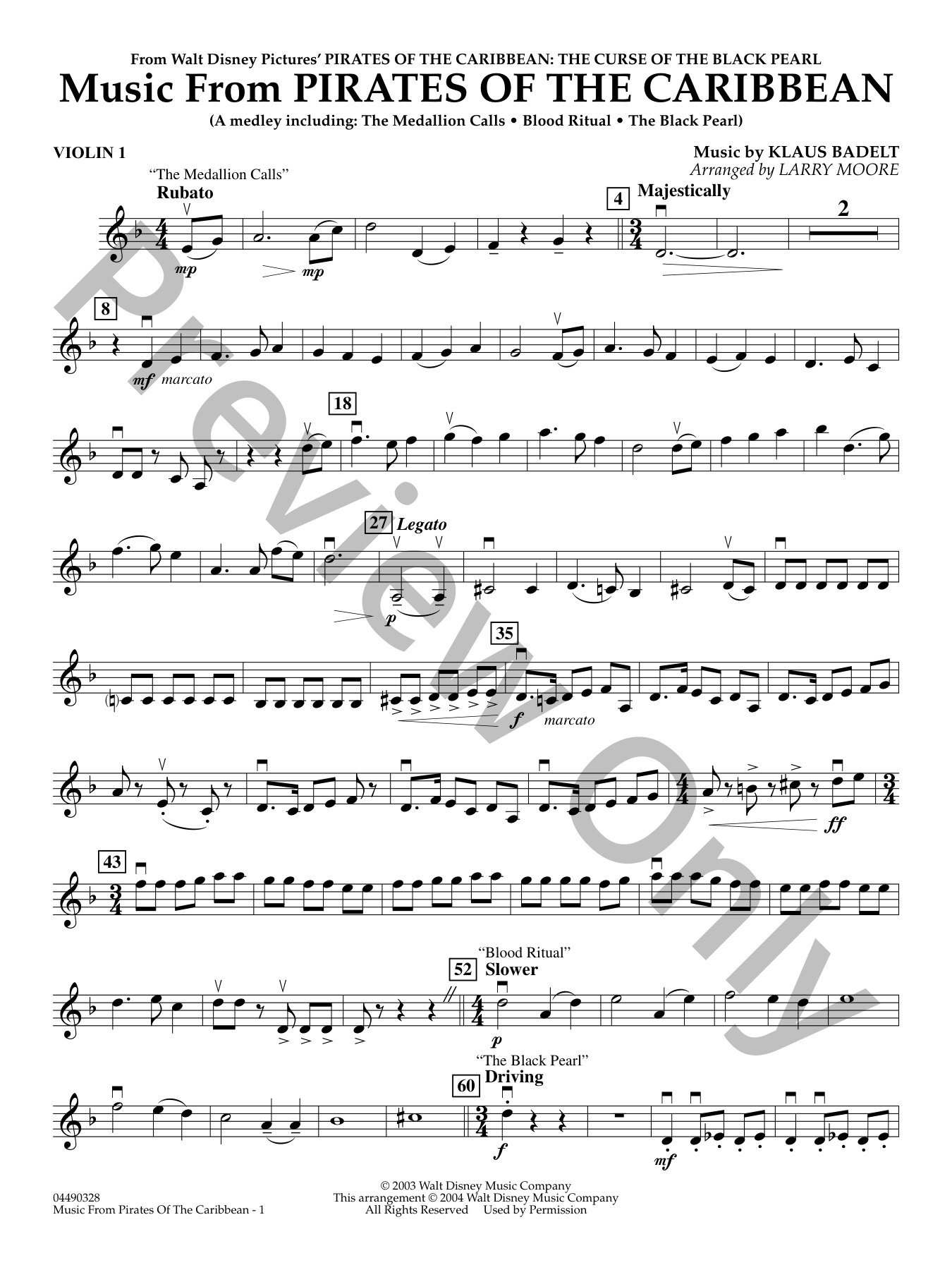 Pirates of the Caribbean Orchestra Sheet Music | J.W. Pepper