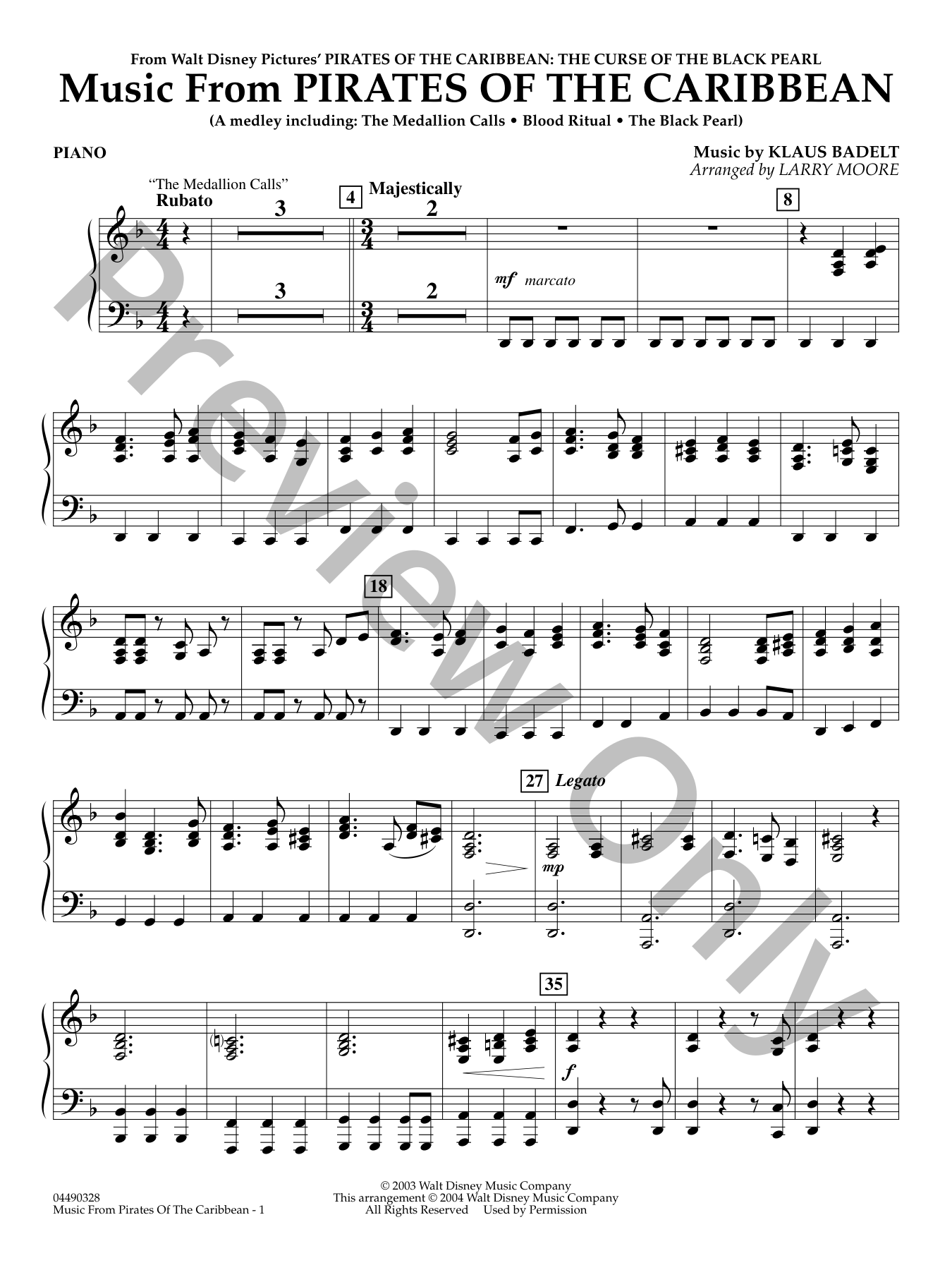 Pirates of the Caribbean Orchestra Sheet Music | J.W. Pepper