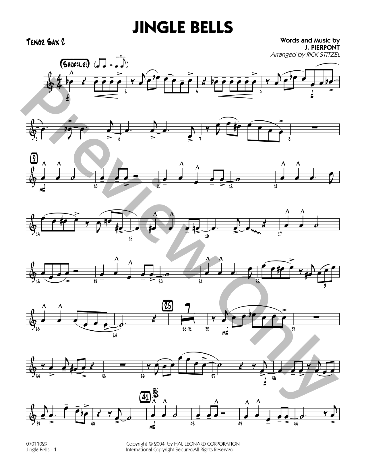 Jingle Bells Jazz Sheet Music | J.W. Pepper, image size:1275x1650