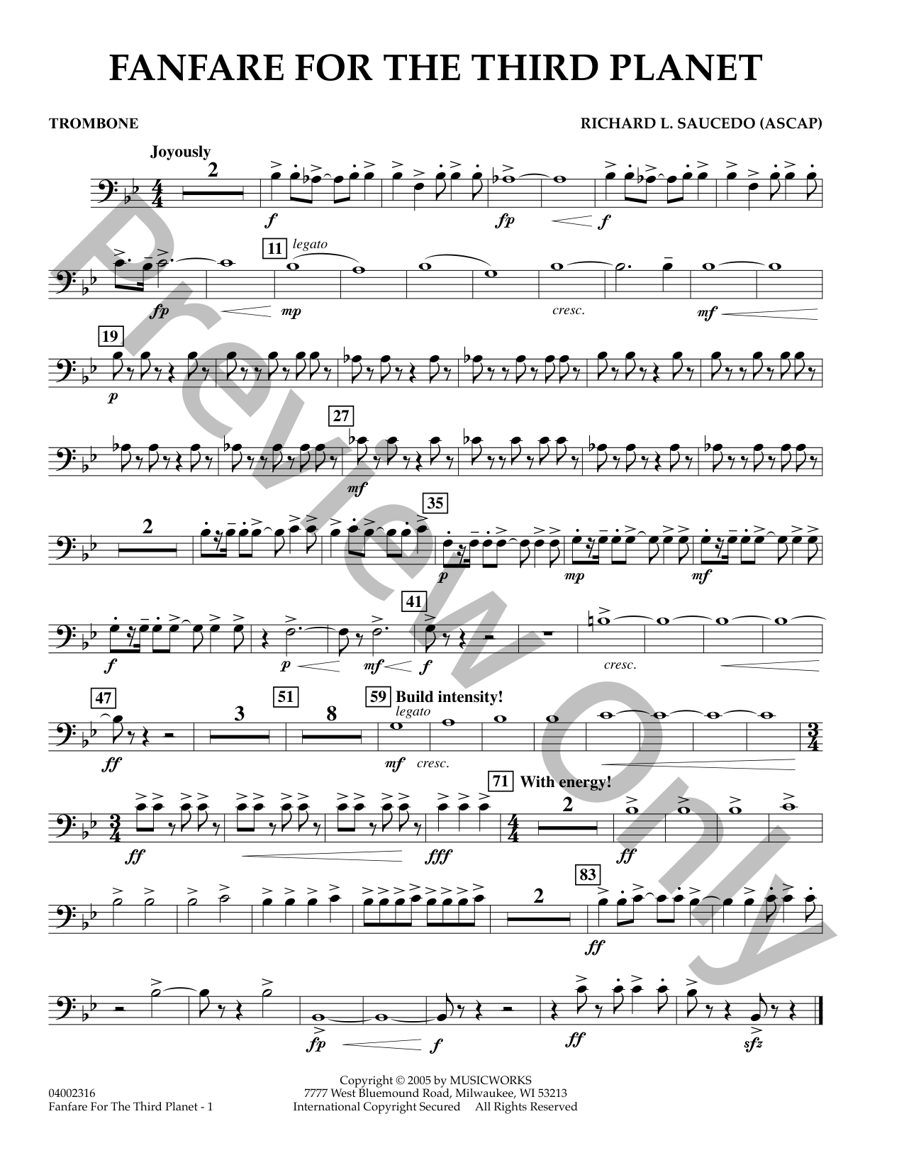 Fanfare for the Third Planet Concert Band Sheet Music | J.W. Pepper