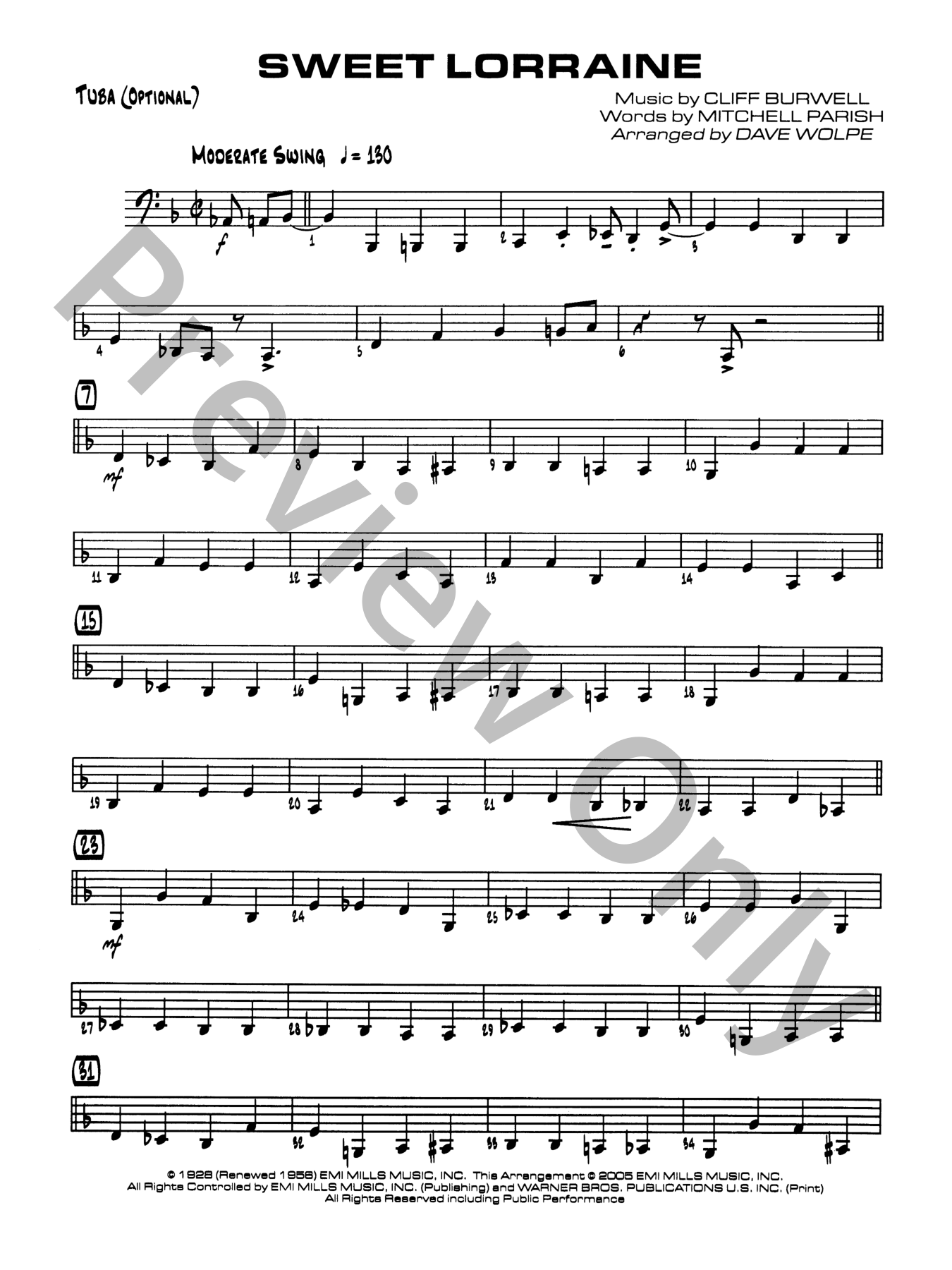 Sweet Lorraine Jazz Sheet Music | J.W. Pepper