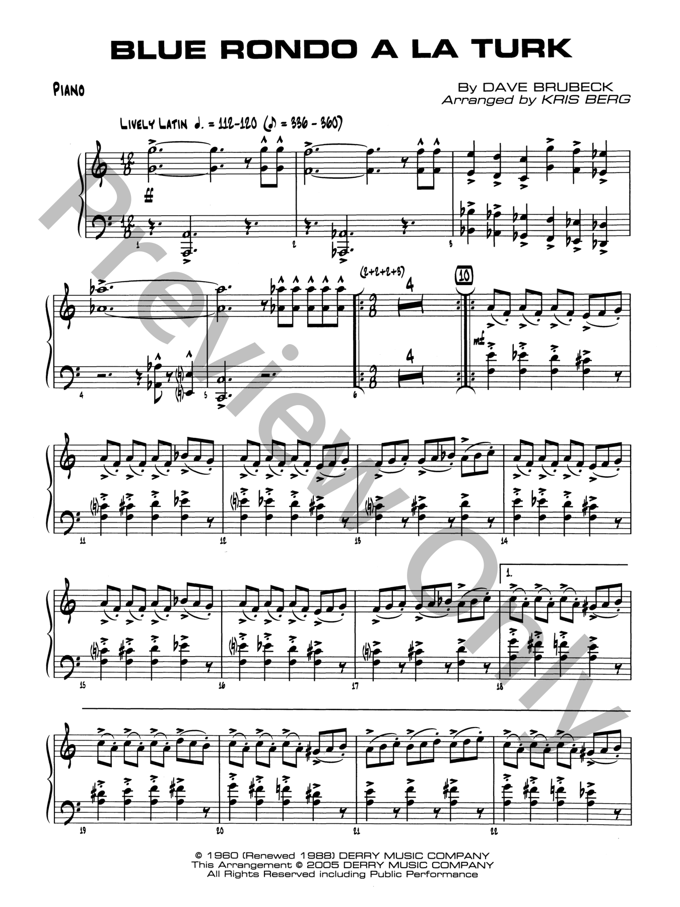 Blue Rondo a la Turk Jazz Sheet Music | J.W. Pepper