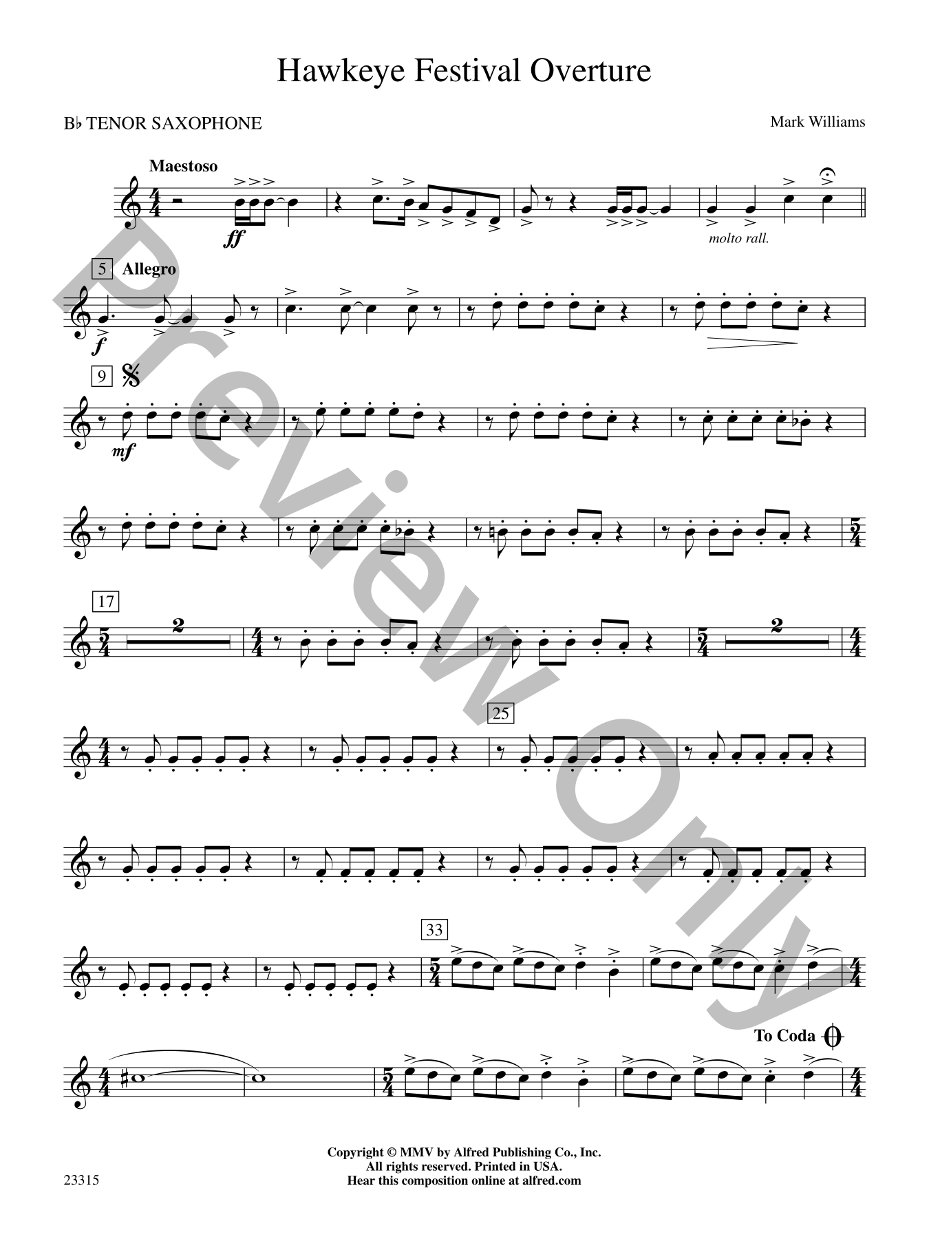 Hawkeye Festival Overture Concert Band Sheet Music | J.W. Pepper