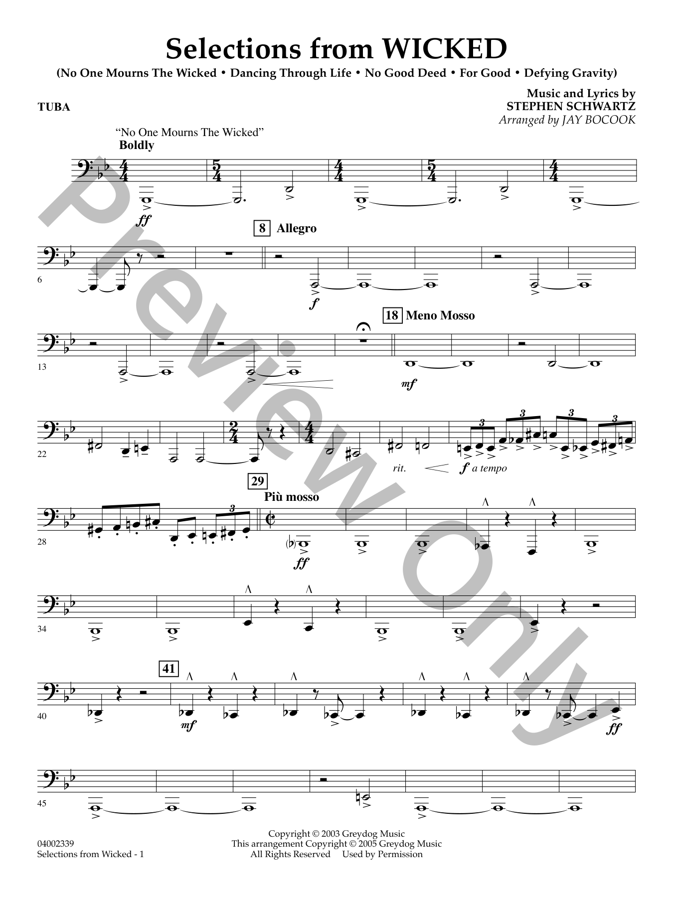 Selections from Wicked Concert Band Sheet Music | J.W. Pepper