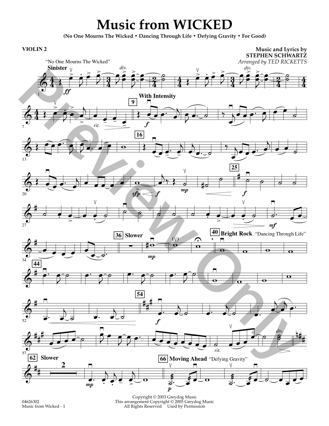 Music from Wicked Orchestra Sheet Music | J.W. Pepper