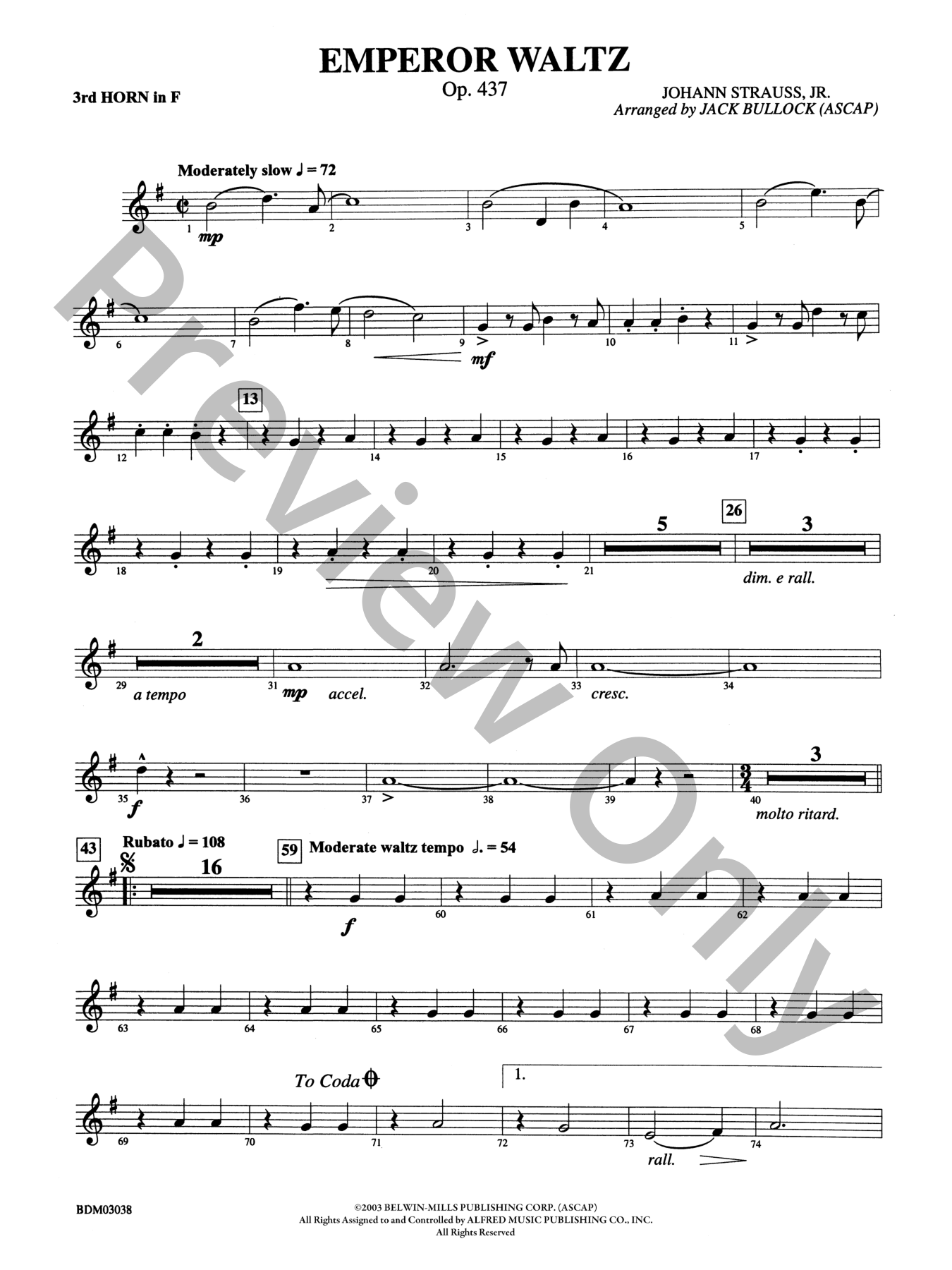 Emperor Waltz, Op. 437 Concert Band Sheet Music | J.W. Pepper