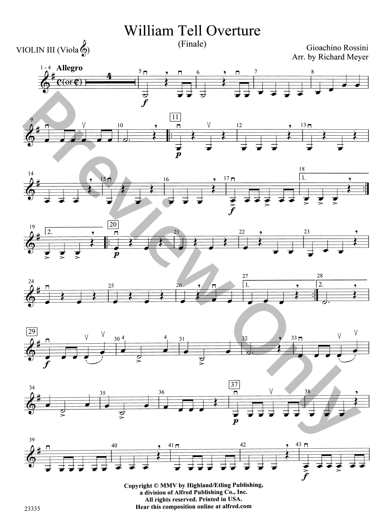 William Tell Overture Orchestra Sheet Music | J.W. Pepper
