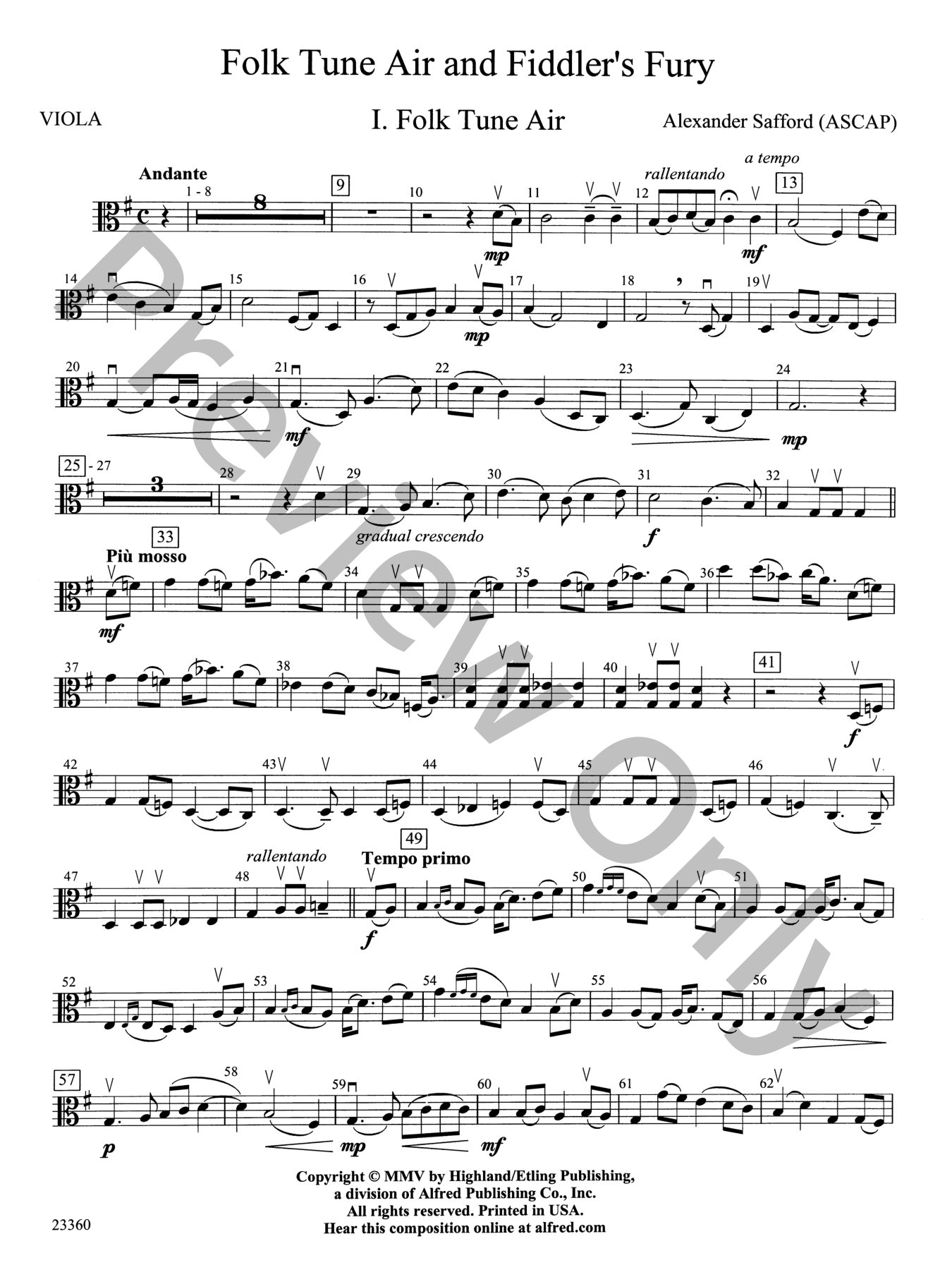 Folk Tune Air and Fiddler's Fury Orchestra Sheet Music | J.W. Pepper
