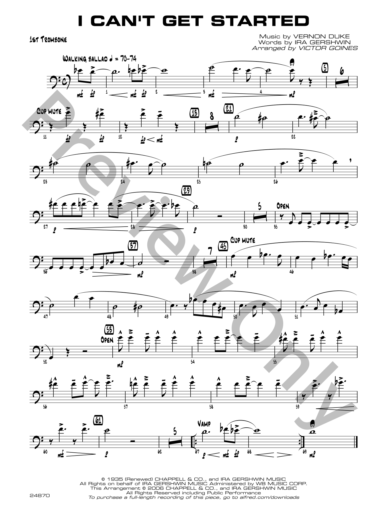I Can't Get Started Jazz Sheet Music | J.W. Pepper