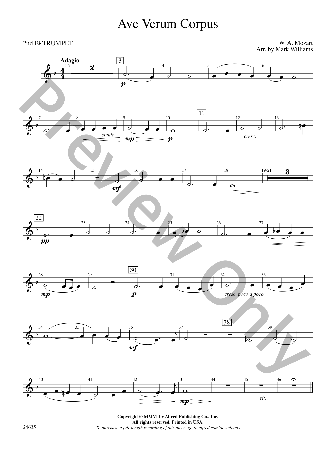 Ave Verum Corpus Concert Band Sheet Music | J.W. Pepper