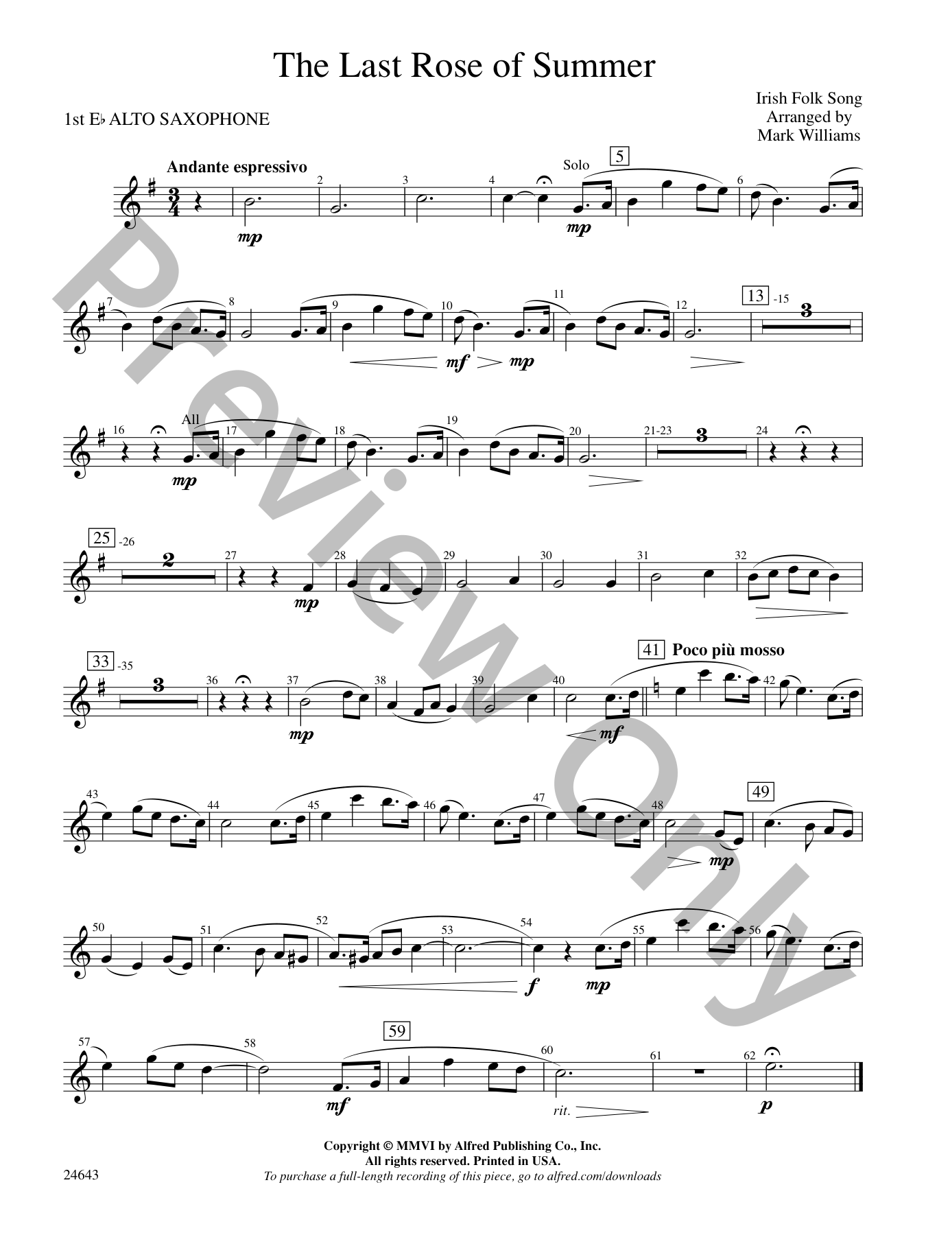 Last Rose of Summer, The Concert Band Sheet Music | J.W. Pepper