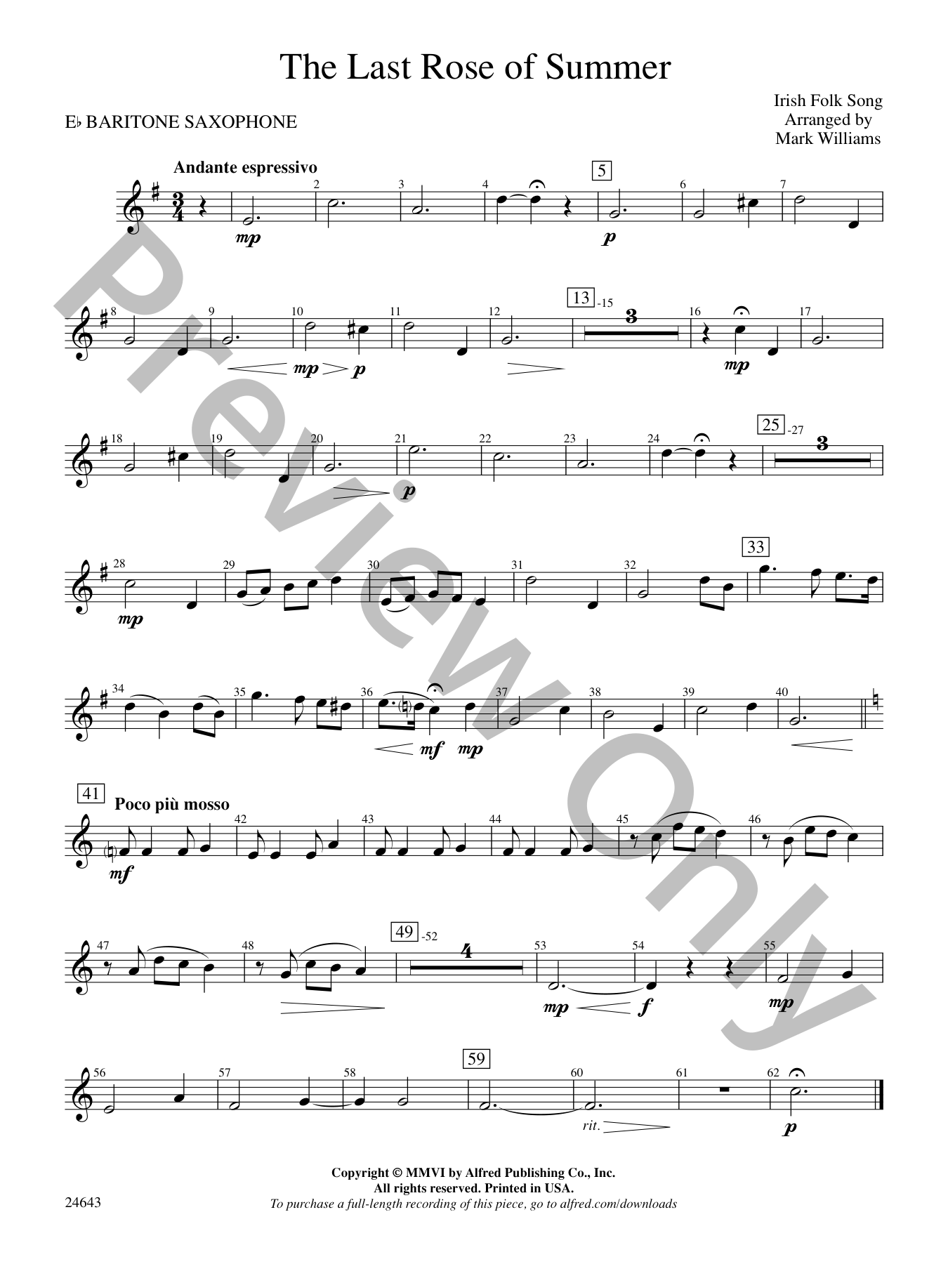 Last Rose of Summer, The Concert Band Sheet Music | J.W. Pepper