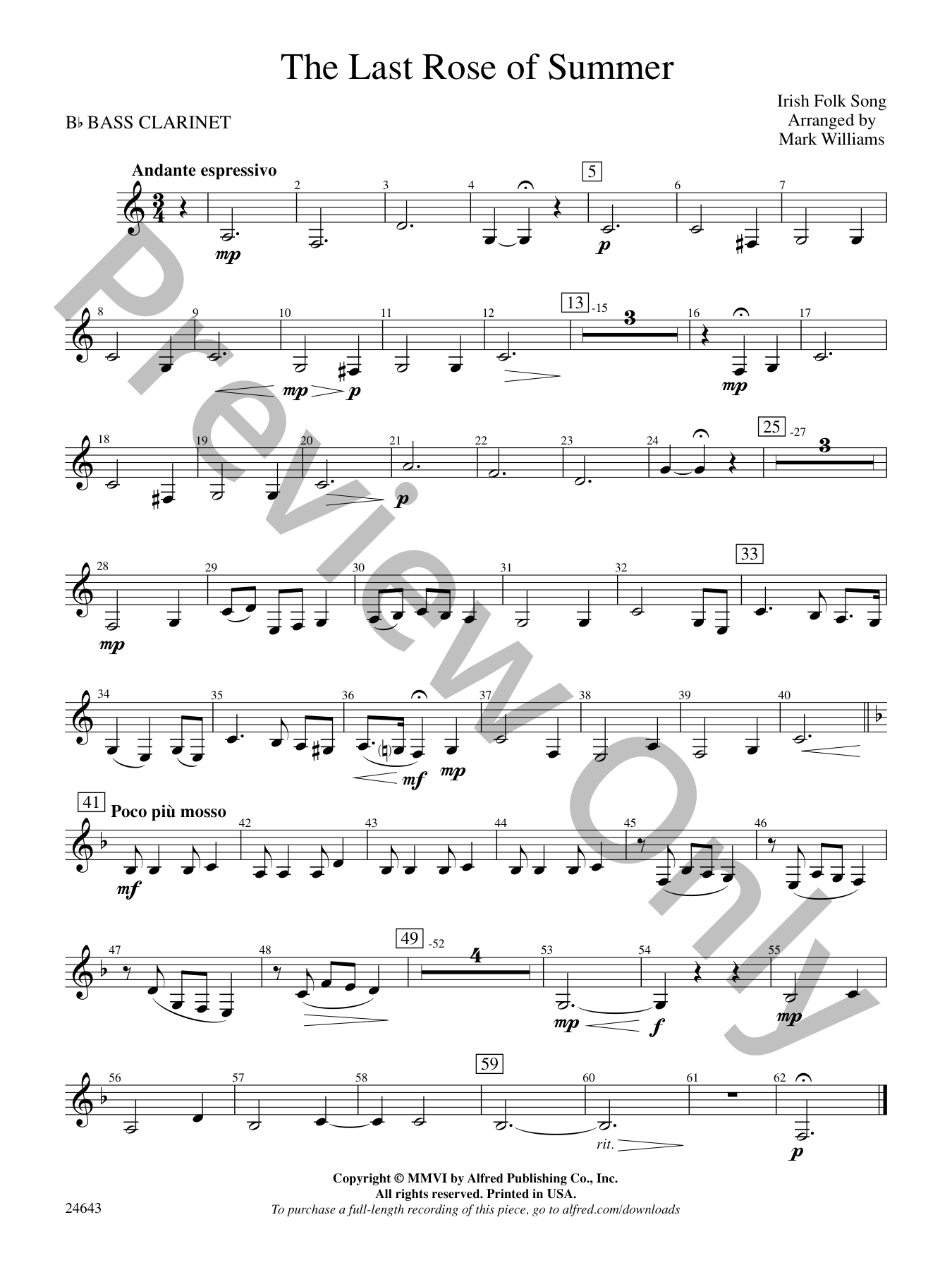 Last Rose of Summer, The Concert Band Sheet Music | J.W. Pepper