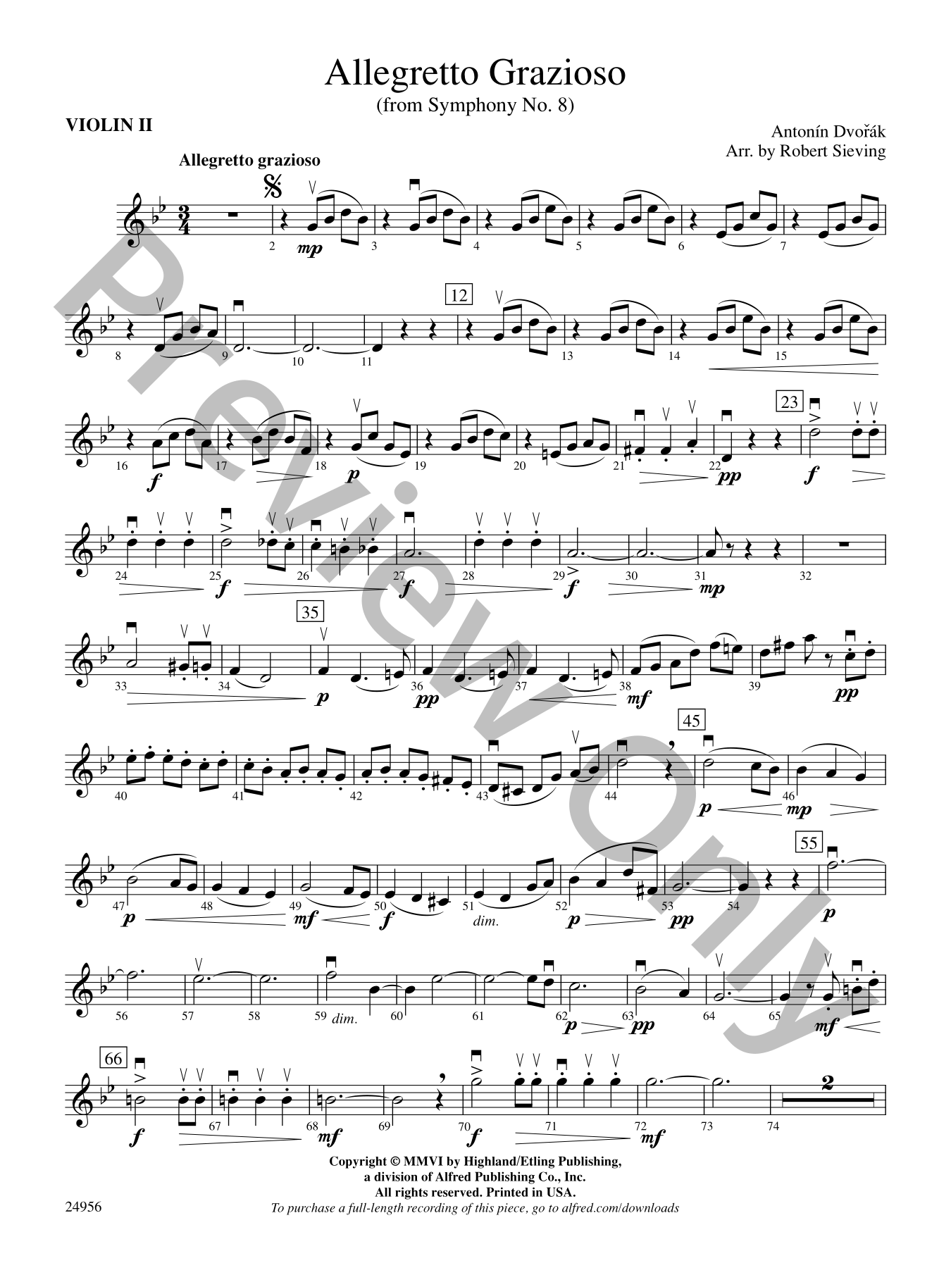 Allegretto Grazioso Orchestra Sheet Music | J.W. Pepper