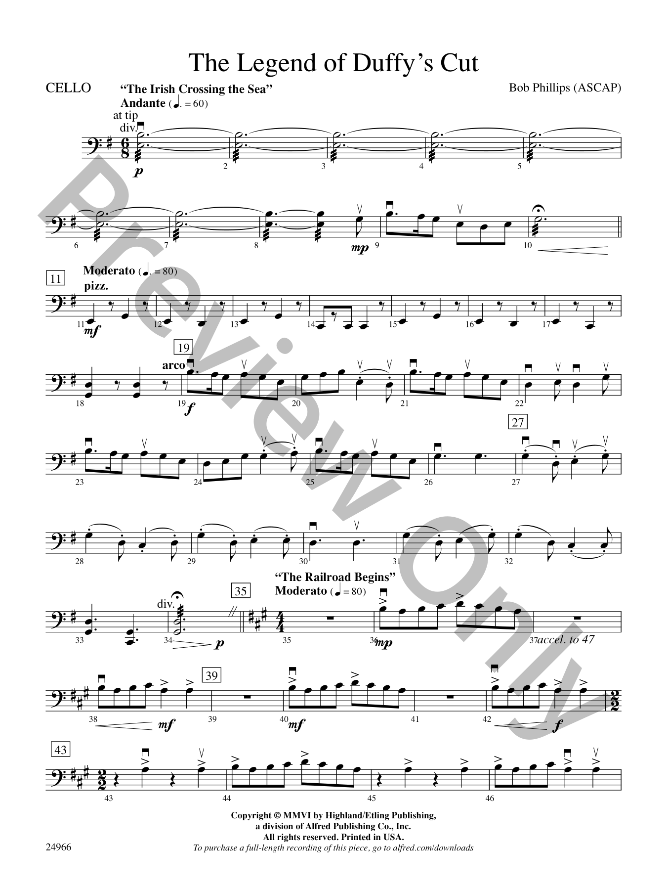 Legend of Duffy's Cut Orchestra Sheet Music | J.W. Pepper