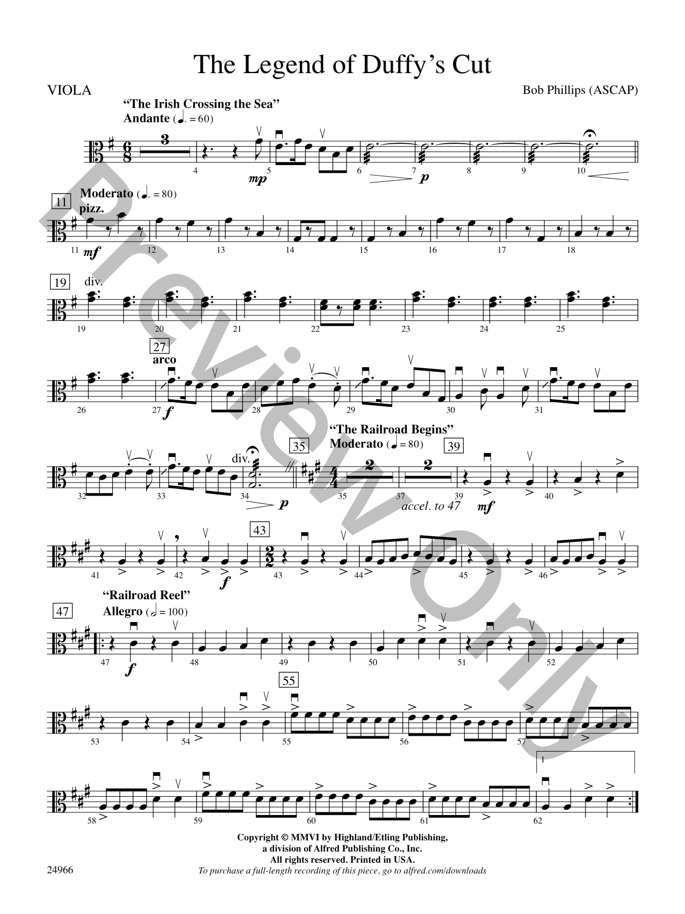 Legend of Duffy's Cut Orchestra Sheet Music | J.W. Pepper