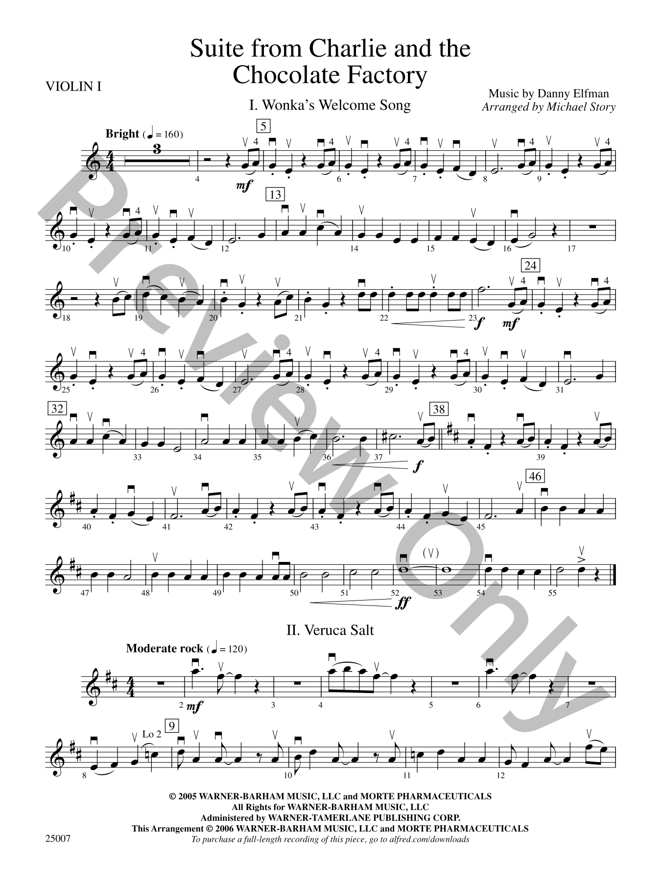 Suite from Charlie and the Chocolate Factory Orchestra Sheet Music