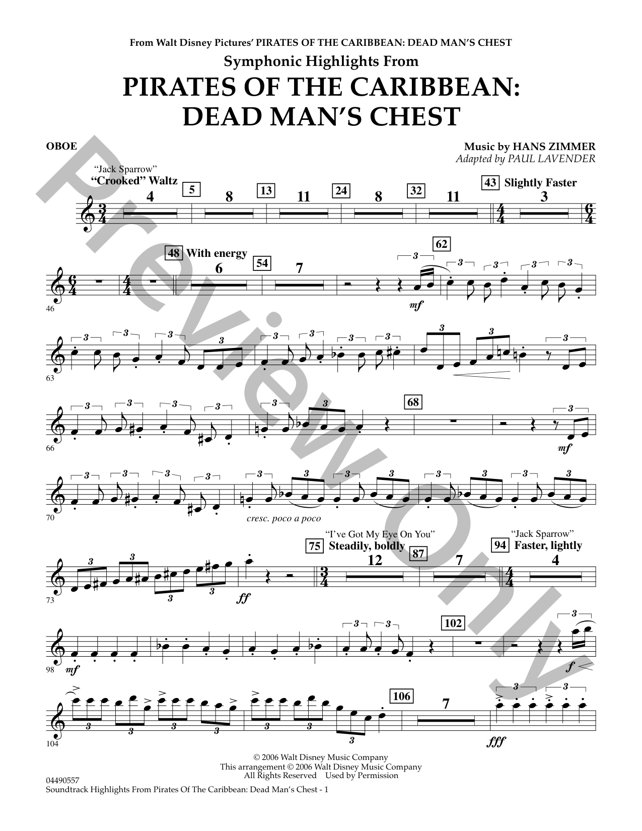 Pirates of the Caribbean: Dead Man's Chest Orchestra Sheet Music